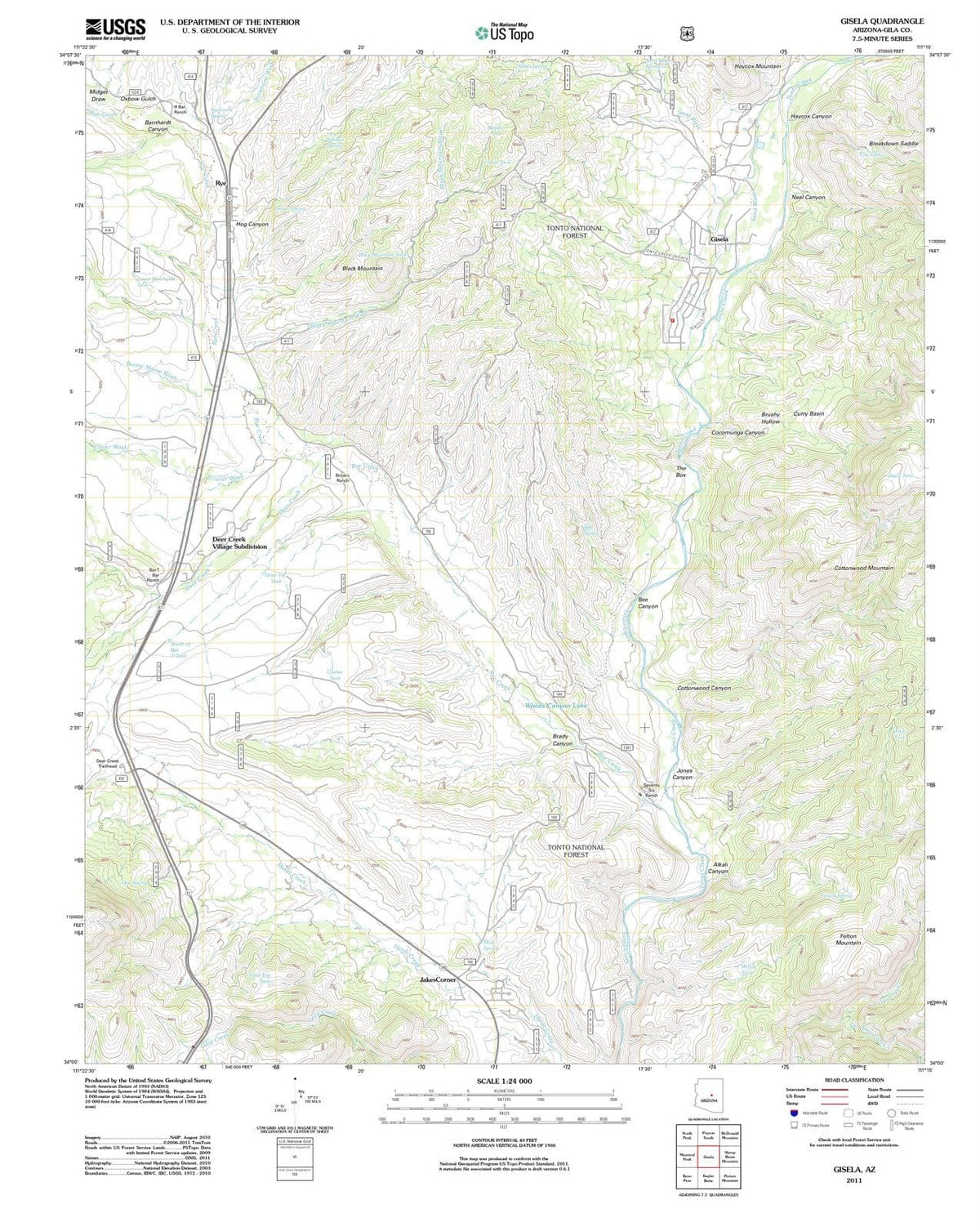 2011 Gisela, AZ - Arizona - USGS Topographic Map