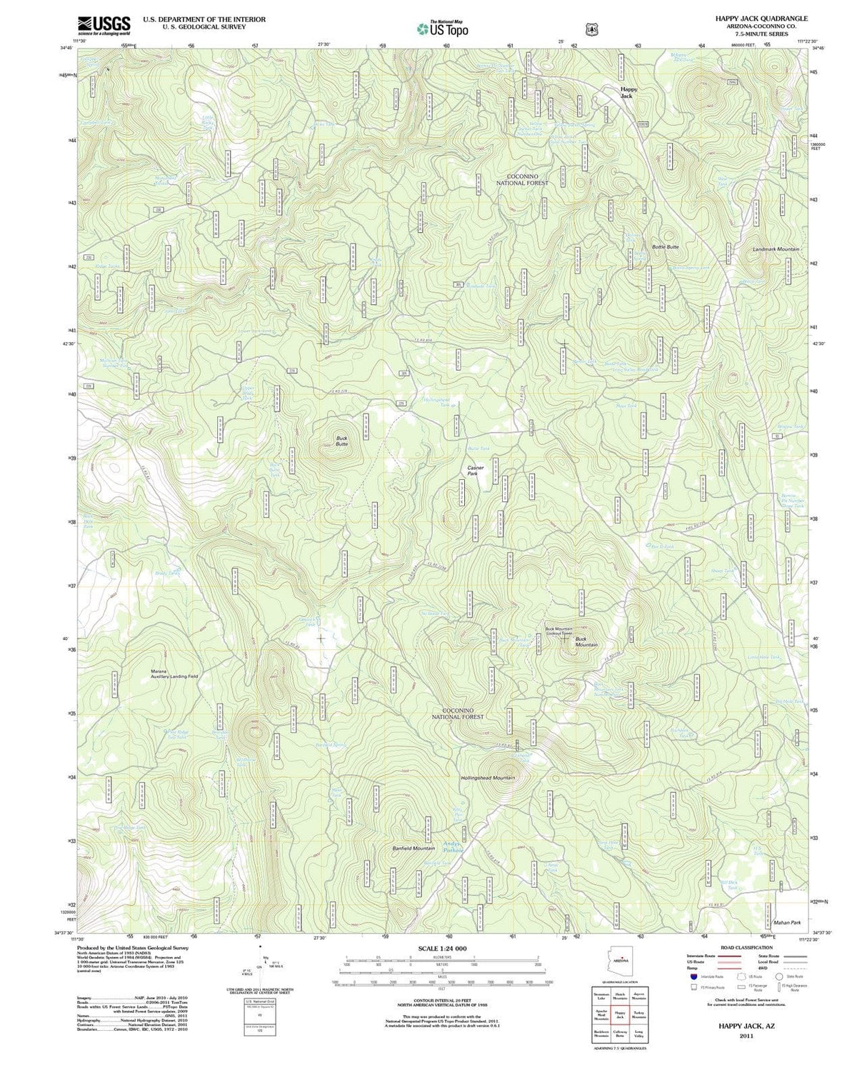2011 Happy Jack, AZ - Arizona - USGS Topographic Map