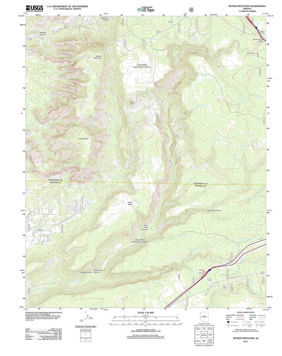 2011 Munds Mountain, AZ - Arizona - USGS Topographic Map