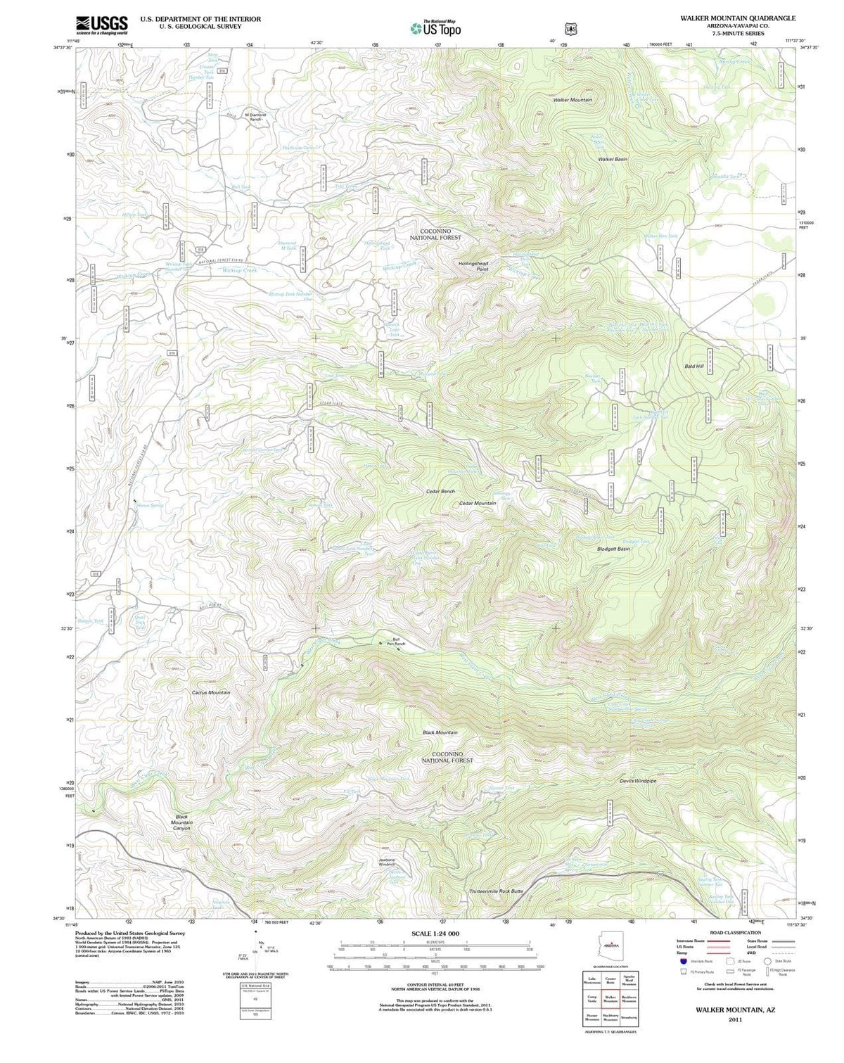 2011 Walker Mountain, AZ - Arizona - USGS Topographic Map