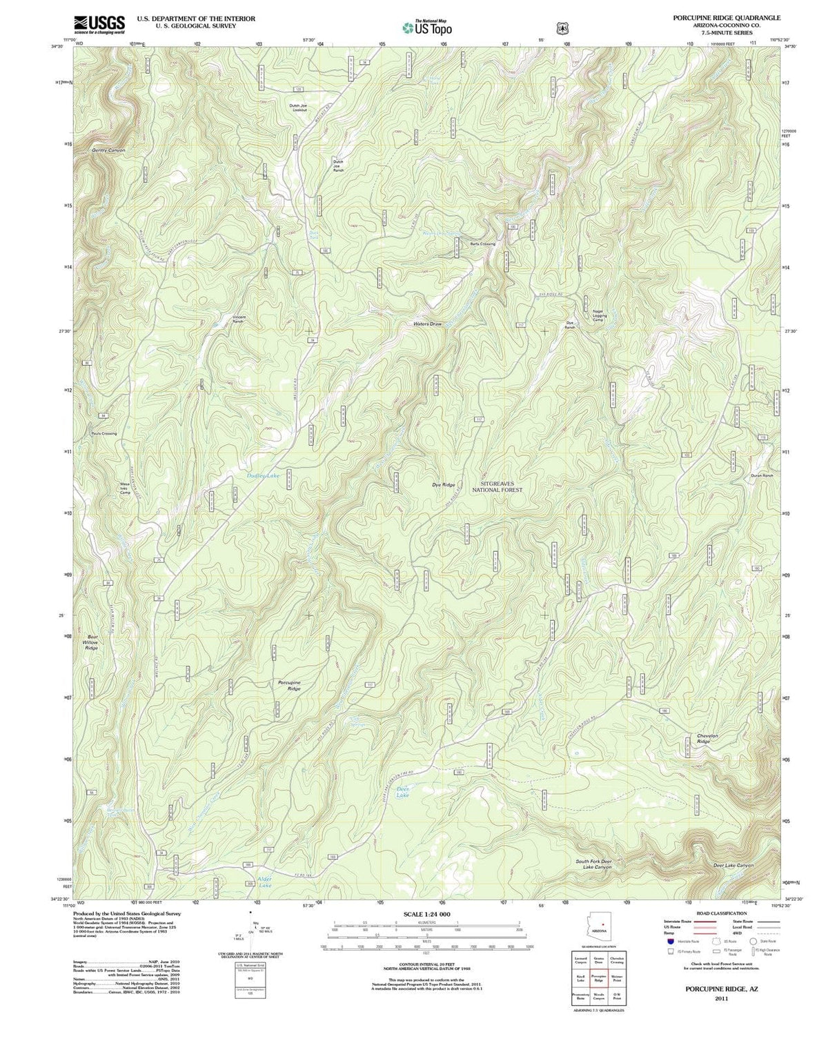 2011 Porcupine Ridge, AZ - Arizona - USGS Topographic Map
