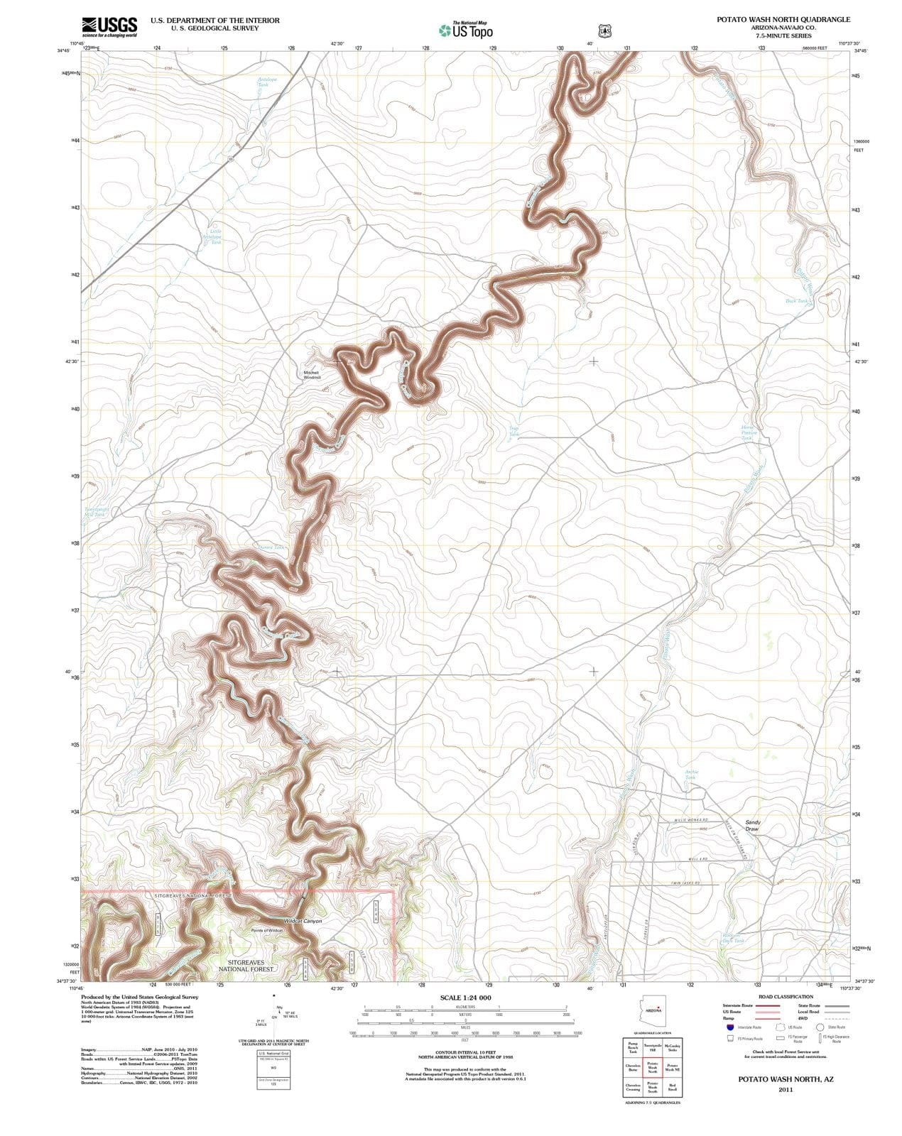 2011 Potato Wash North, AZ - Arizona - USGS Topographic Map