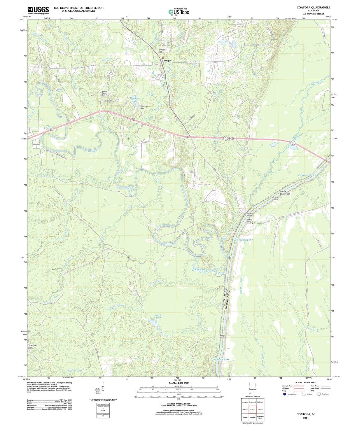 2011 Coatopa, AL - Alabama - USGS Topographic Map