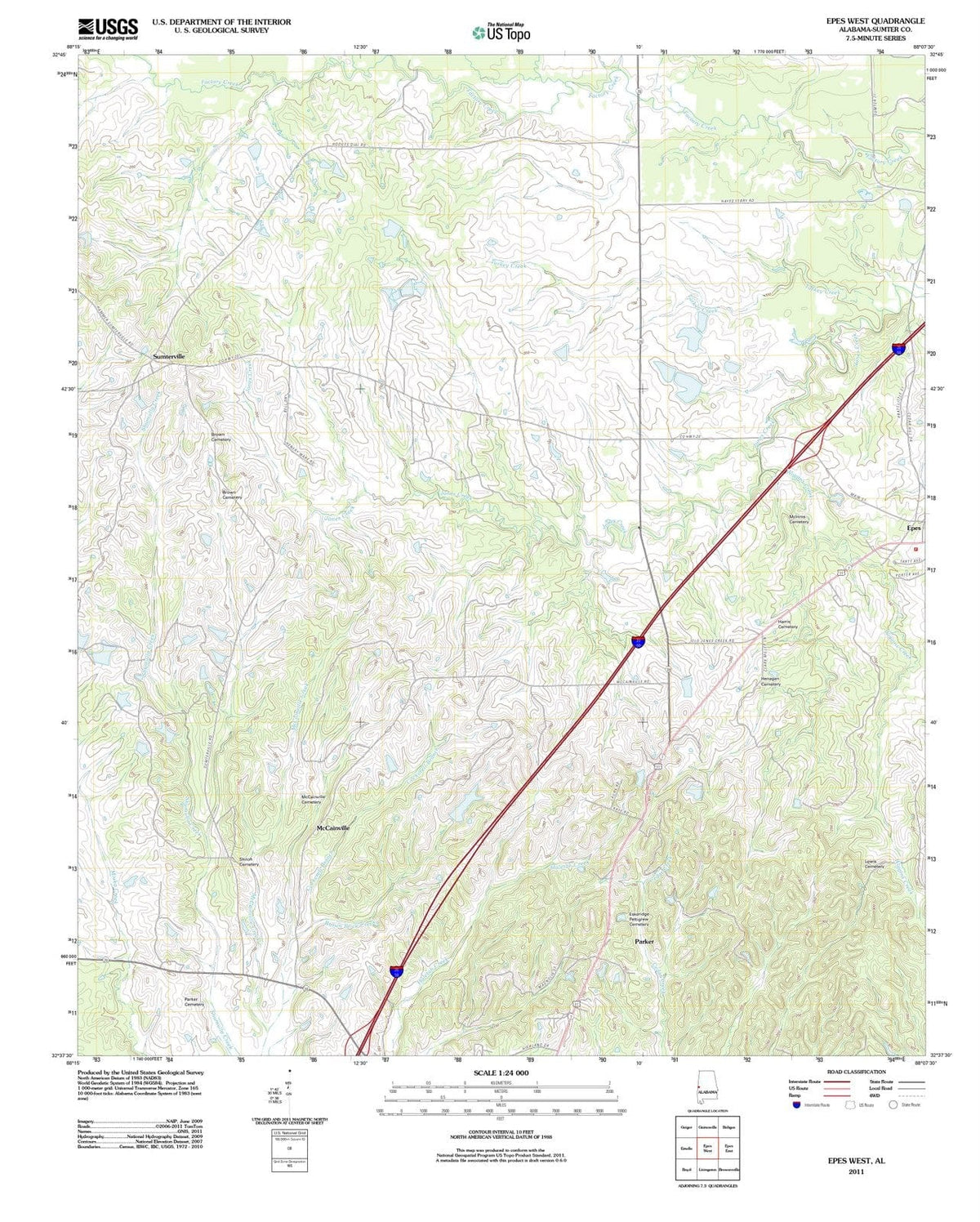 2011 Epes West, AL - Alabama - USGS Topographic Map