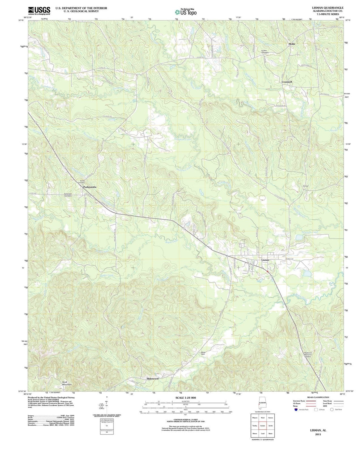 2011 Lisman, AL - Alabama - USGS Topographic Map