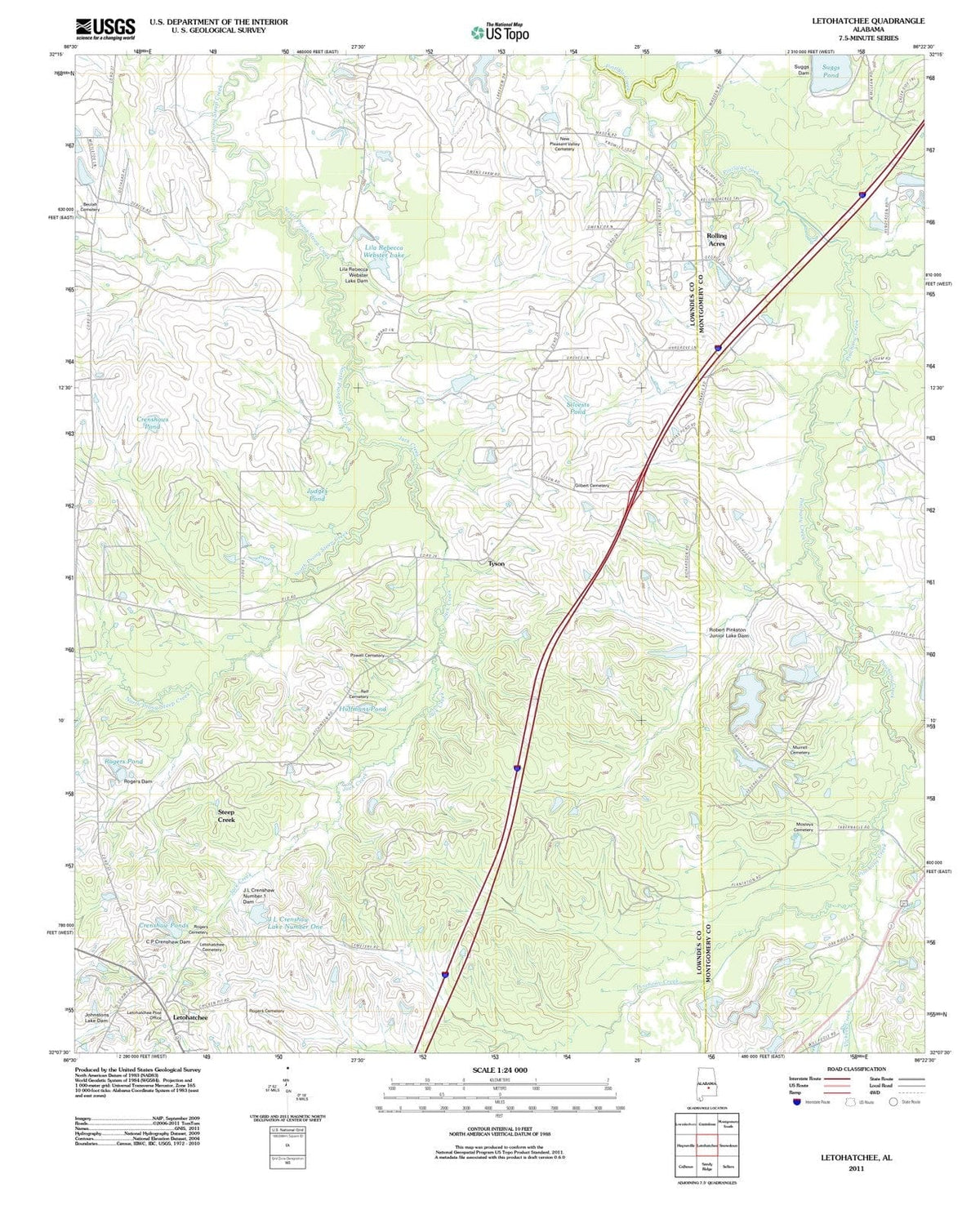 2011 Letohatchee, AL - Alabama - USGS Topographic Map