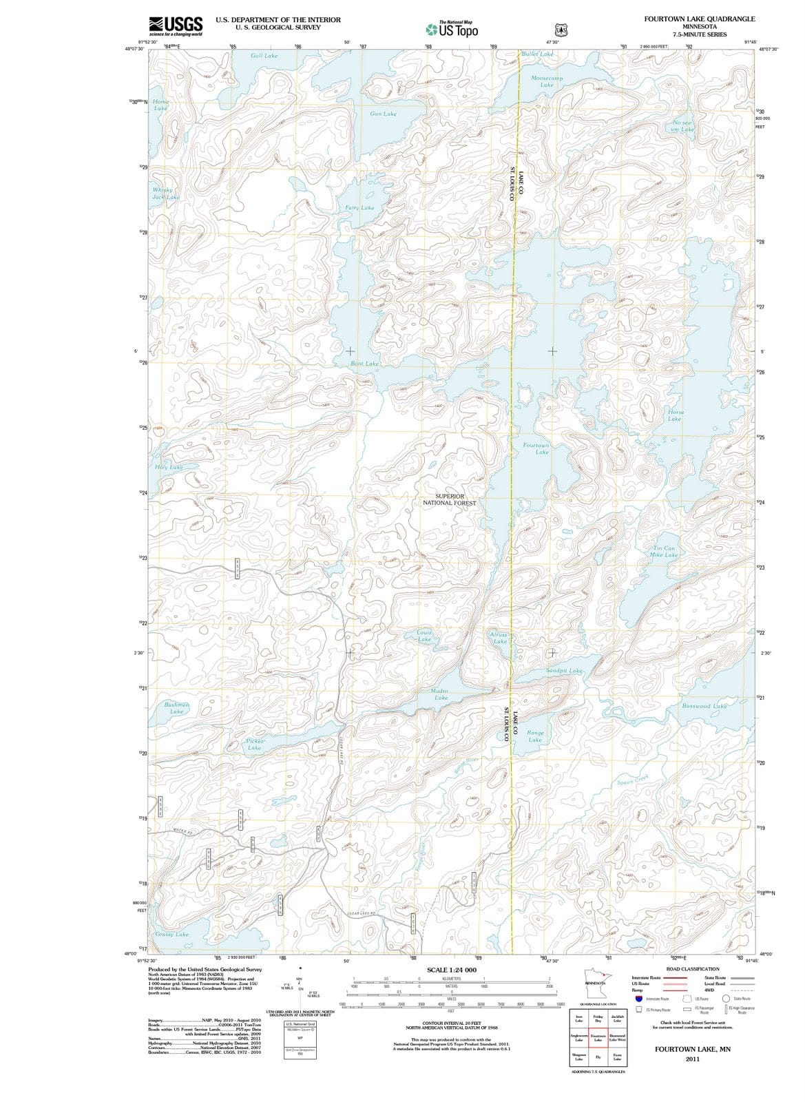 2011 Fourtown Lake, MN - Minnesota - USGS Topographic Map
