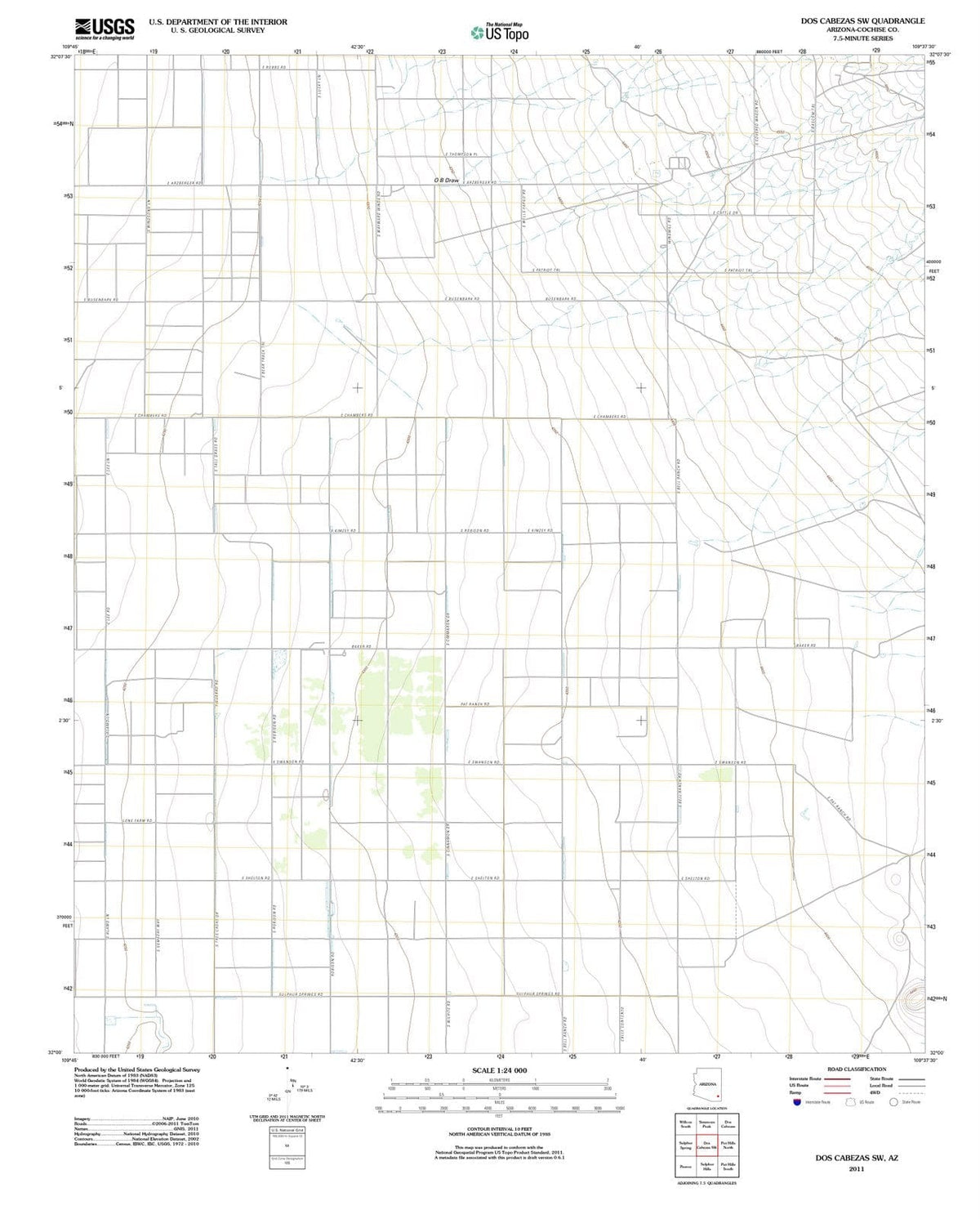 2011 Dos Cabezas, AZ - Arizona - USGS Topographic Map v2