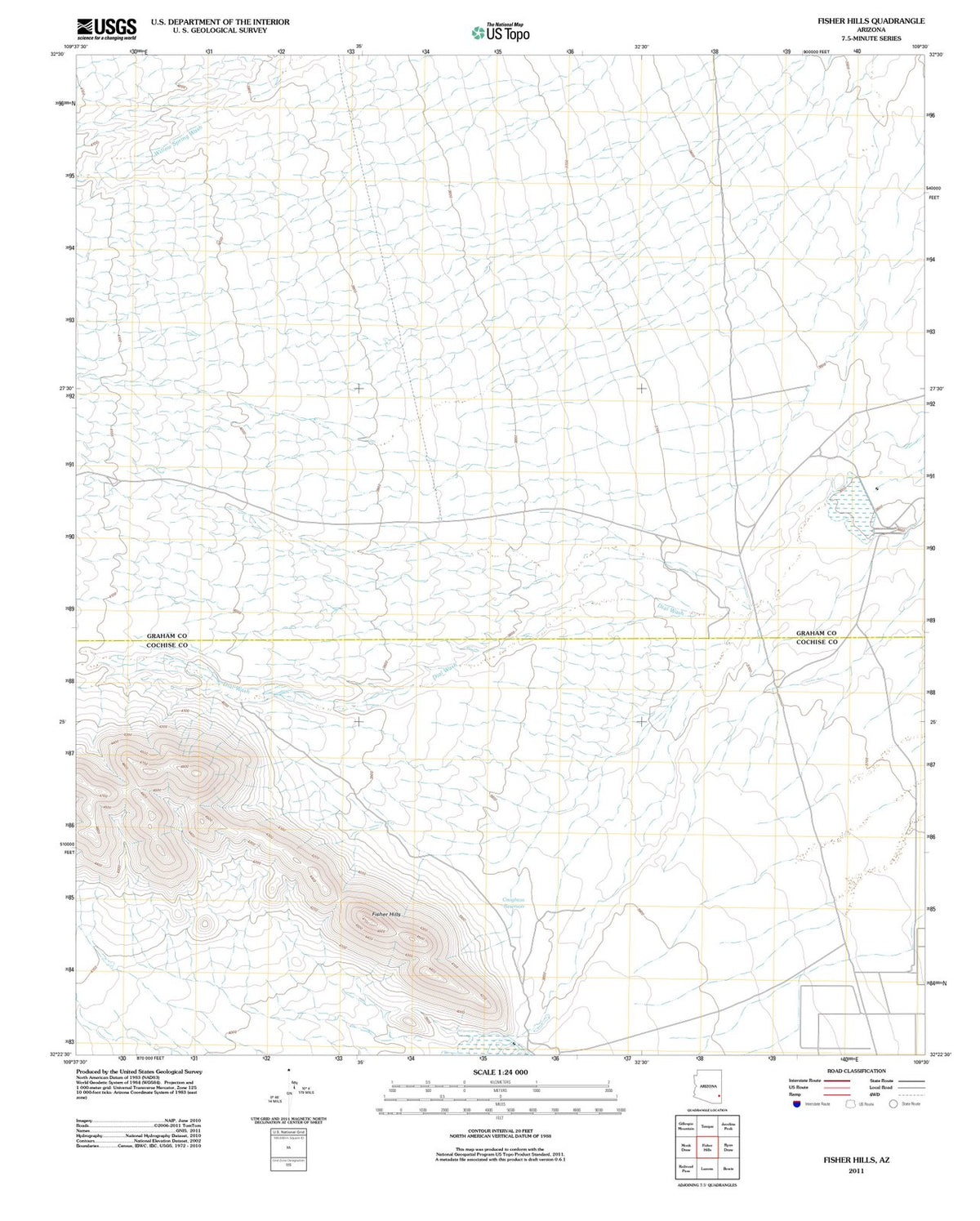 2011 Fisher Hills, AZ - Arizona - USGS Topographic Map