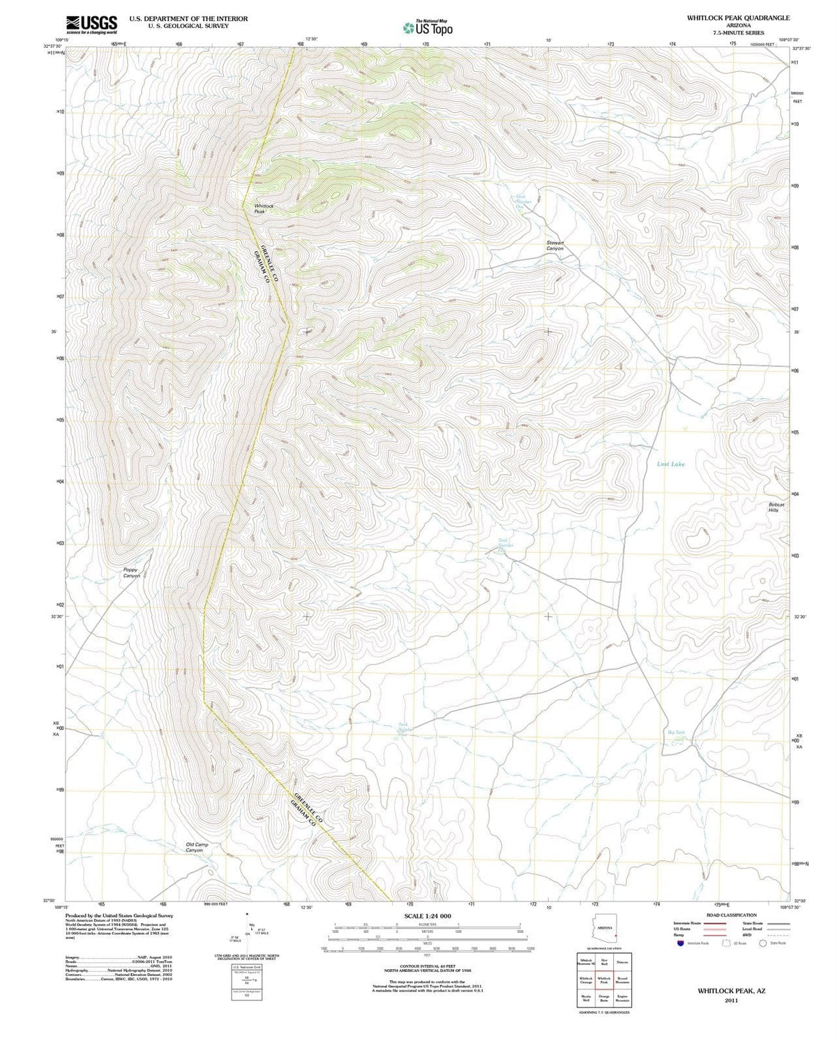 2011 Whitlock Peak, AZ - Arizona - USGS Topographic Map