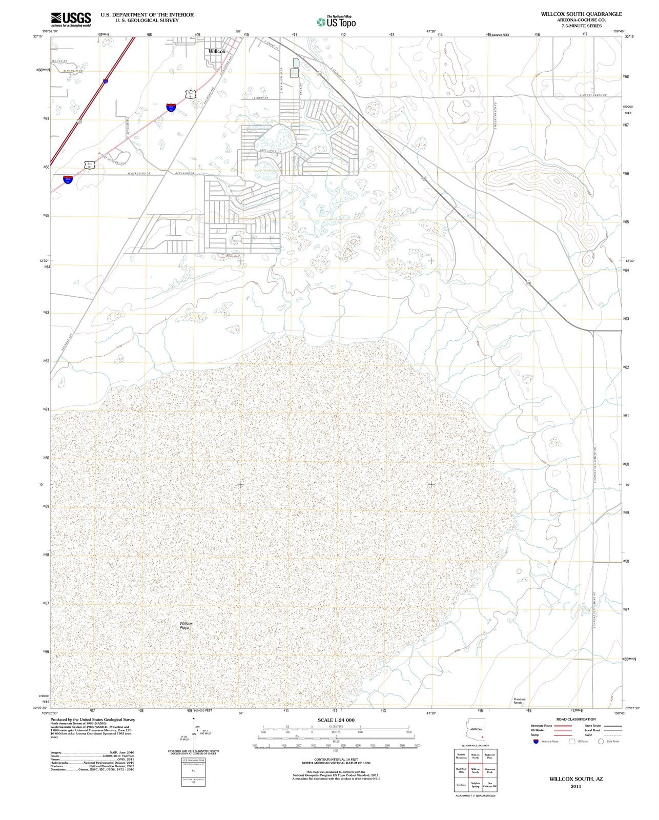 2011 Willcox South, AZ - Arizona - USGS Topographic Map