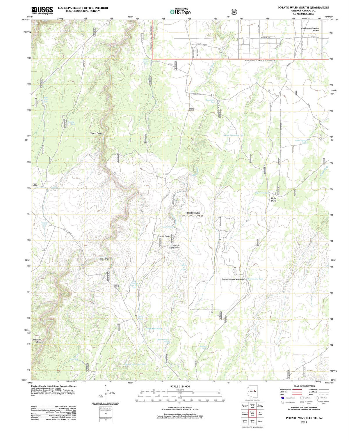 2011 Potato Wash South, AZ - Arizona - USGS Topographic Map