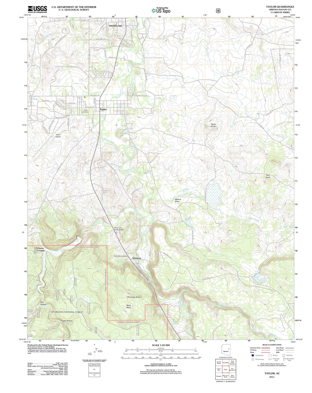 2011 Taylor, AZ - Arizona - USGS Topographic Map