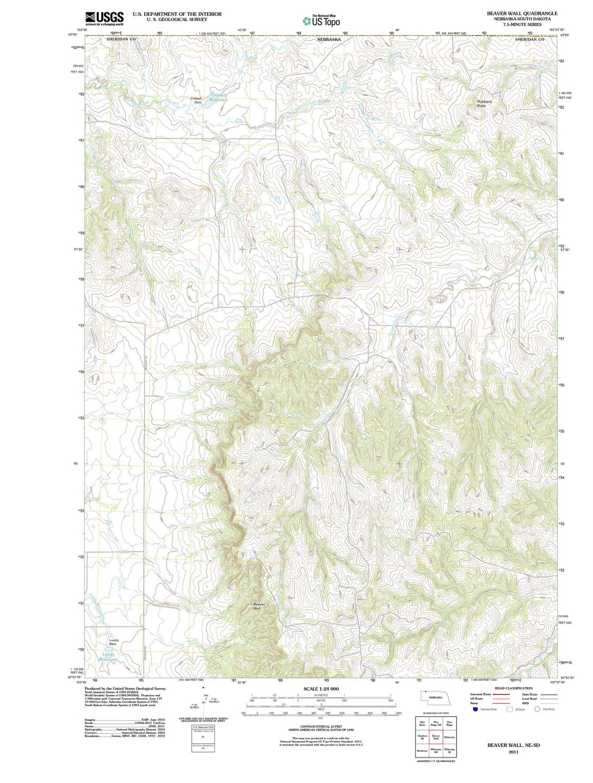 2011 Beaver Wall, NE - Nebraska - USGS Topographic Map