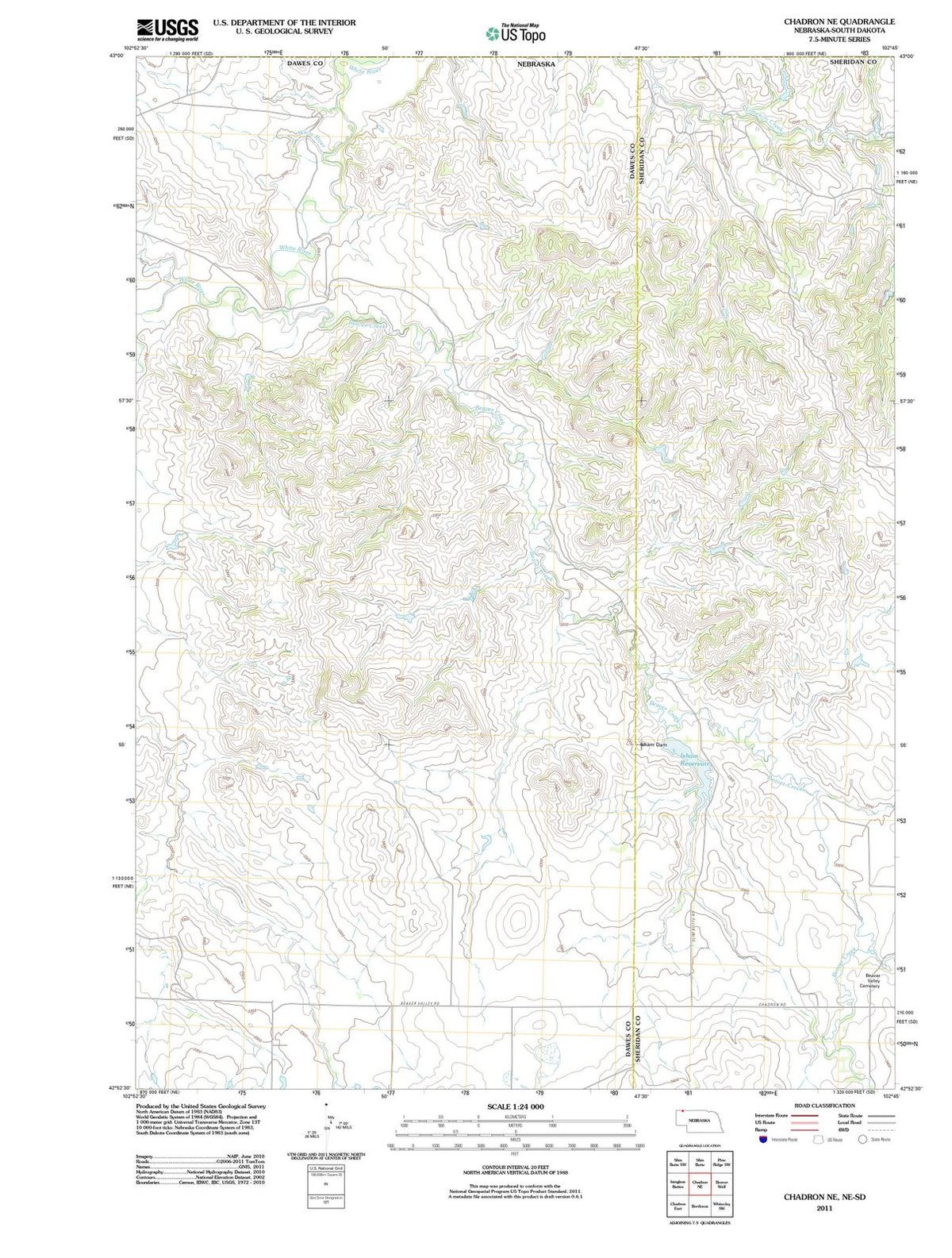 2011 Chadron, NE - Nebraska - USGS Topographic Map