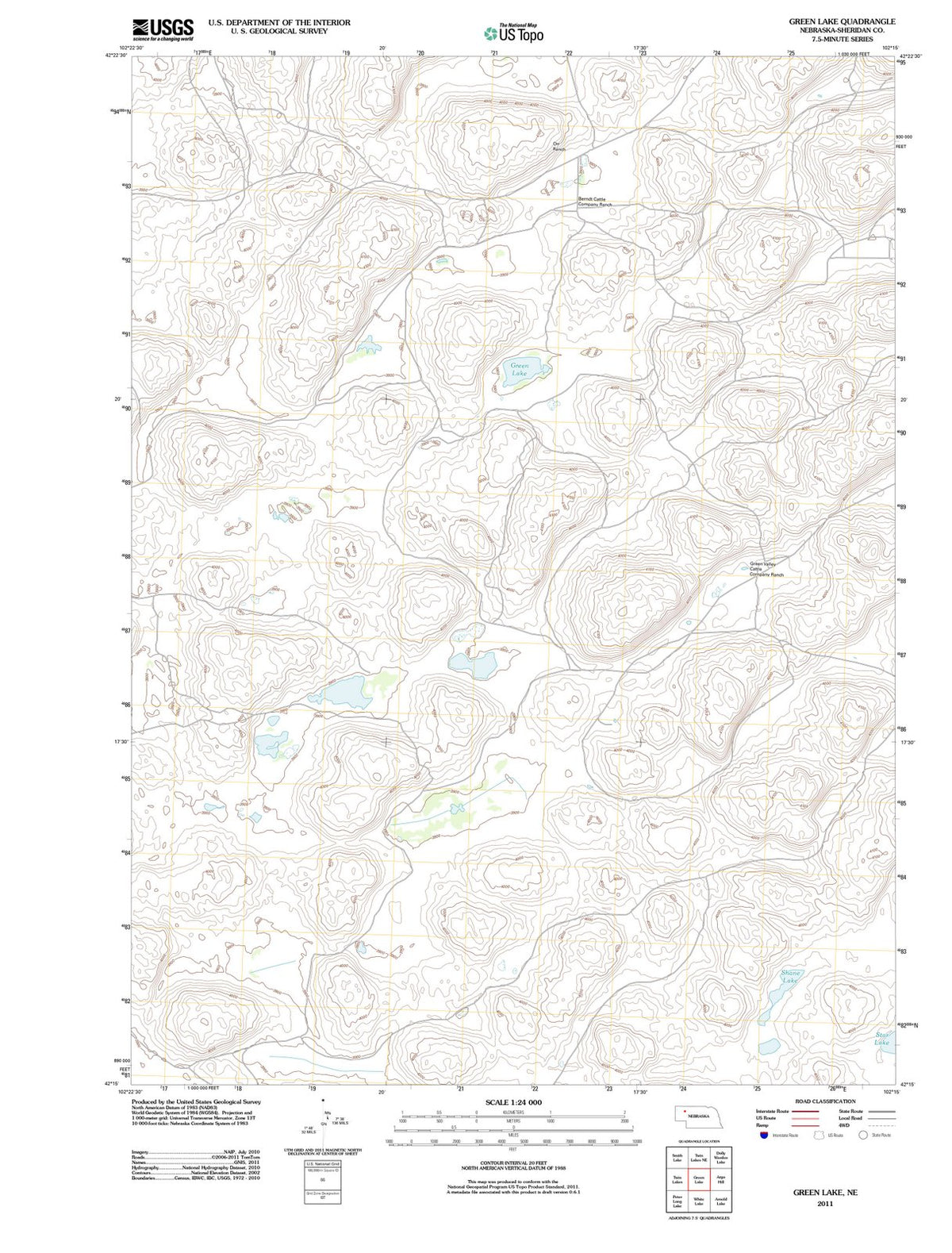 2011 Green Lake, NE - Nebraska - USGS Topographic Map