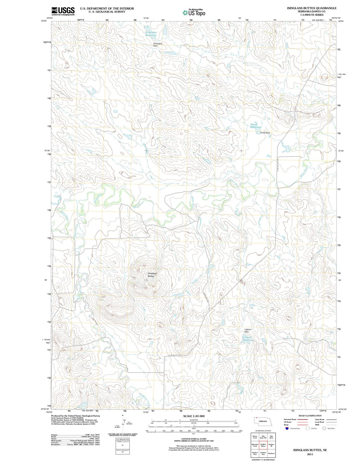 2011 Isinglass Buttes, NE - Nebraska - USGS Topographic Map