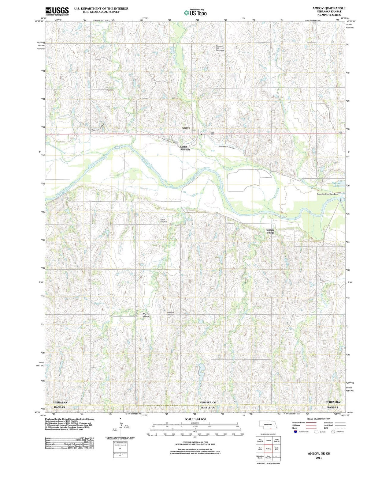 2011 Amboy, NE - Nebraska - USGS Topographic Map