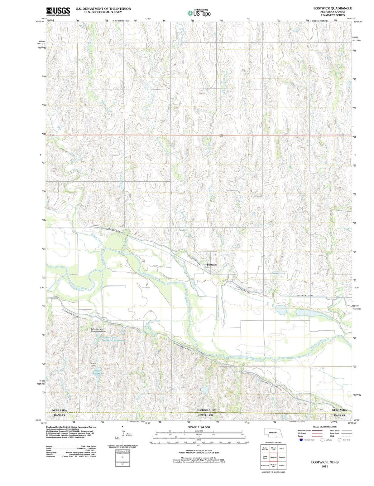 2011 Bostwick, NE - Nebraska - USGS Topographic Map