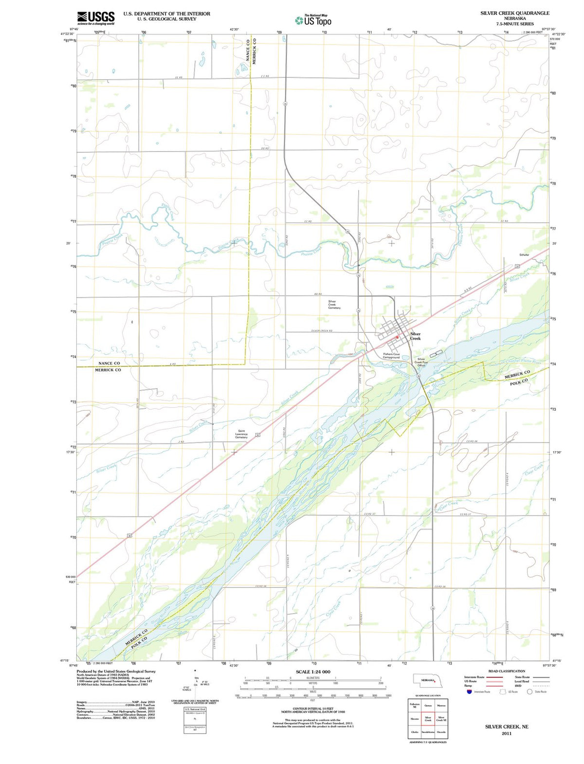 2011 Silver Creek, NE - Nebraska - USGS Topographic Map
