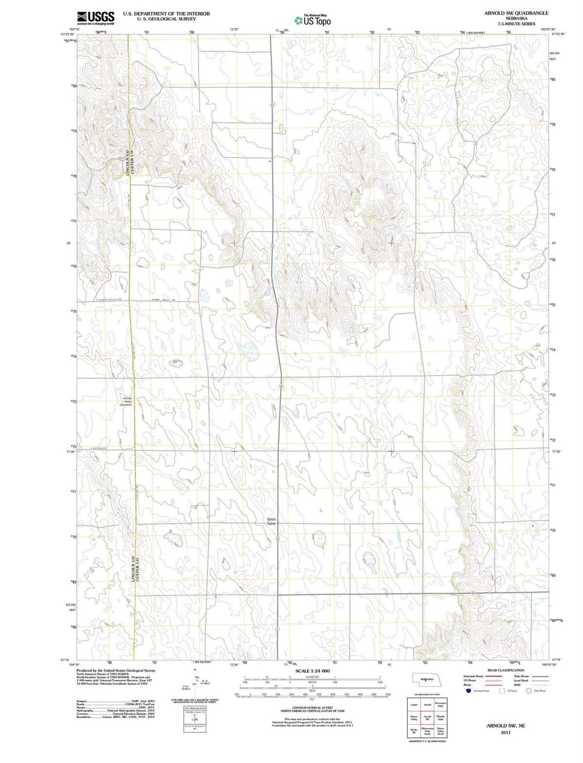 2011 Arnold, NE - Nebraska - USGS Topographic Map v2