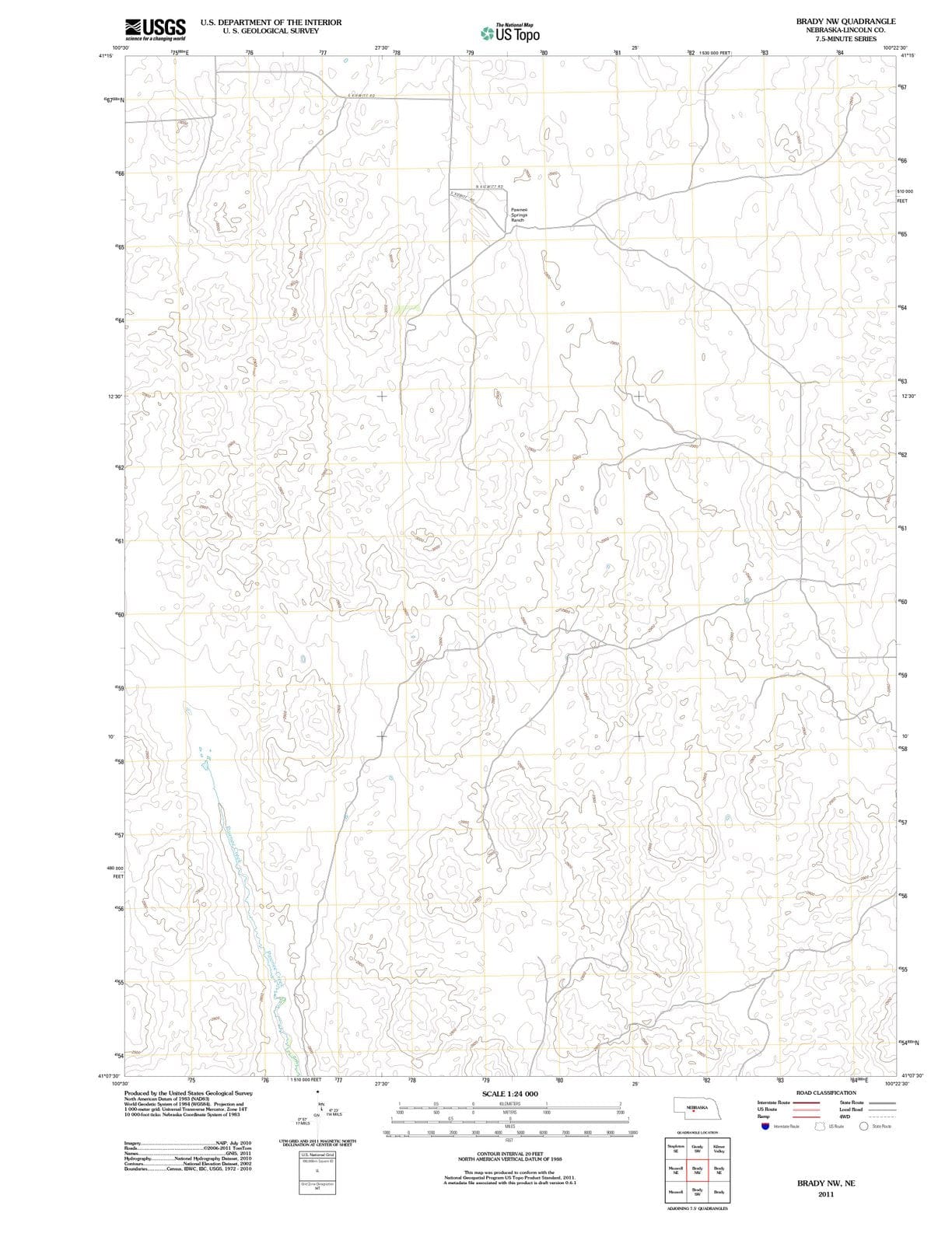 2011 Brady, NE - Nebraska - USGS Topographic Map v3
