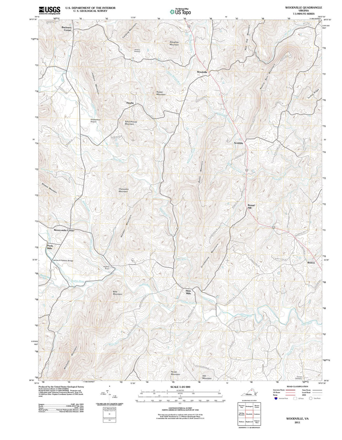 2011 Woodville, VA - Virginia - USGS Topographic Map