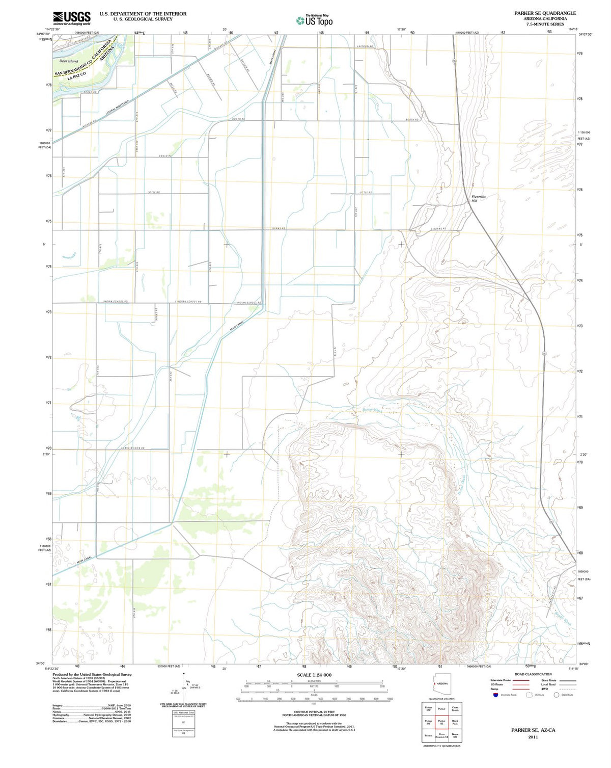 2011 Parker, AZ - Arizona - USGS Topographic Map v2