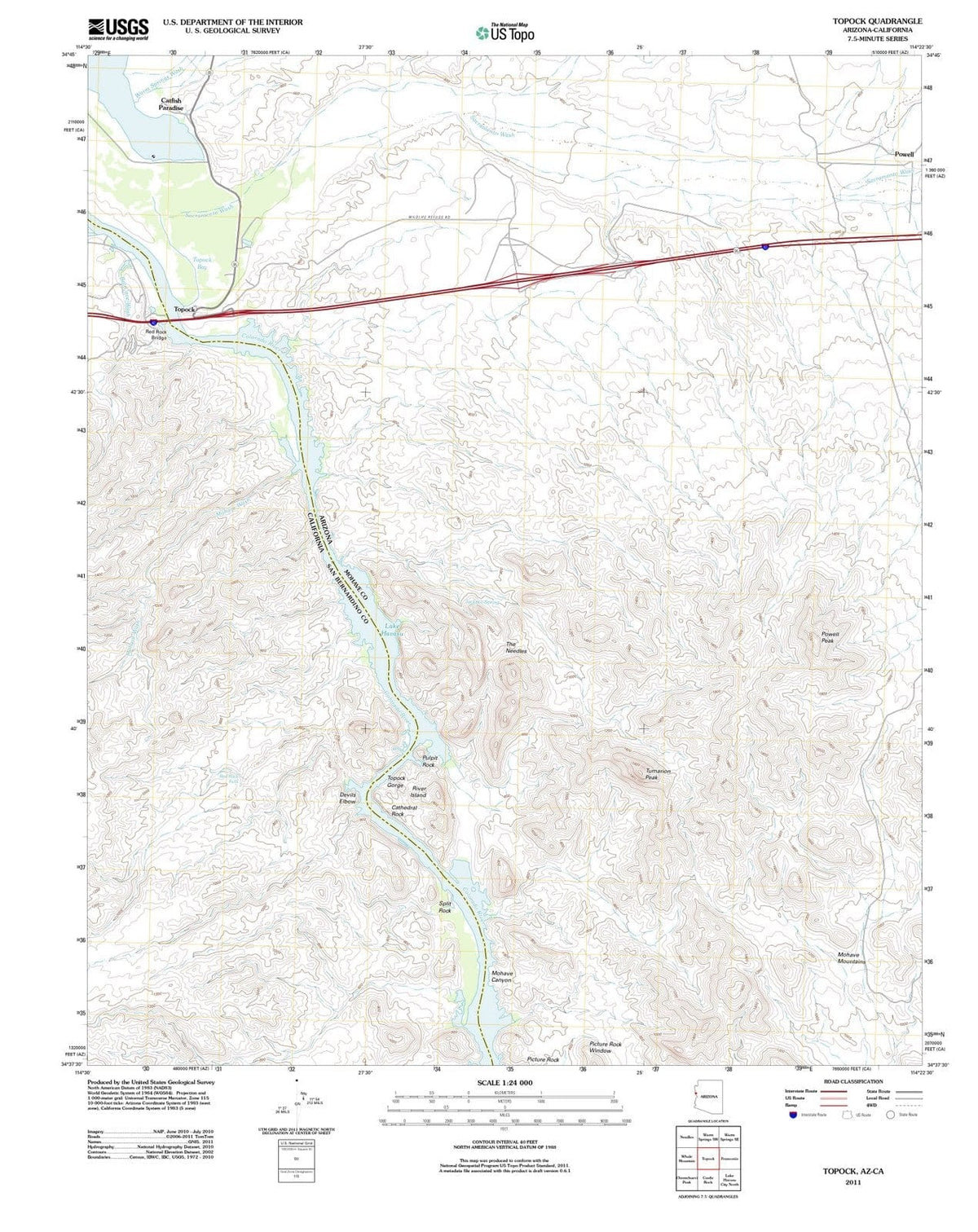 2011 Topock, AZ - Arizona - USGS Topographic Map