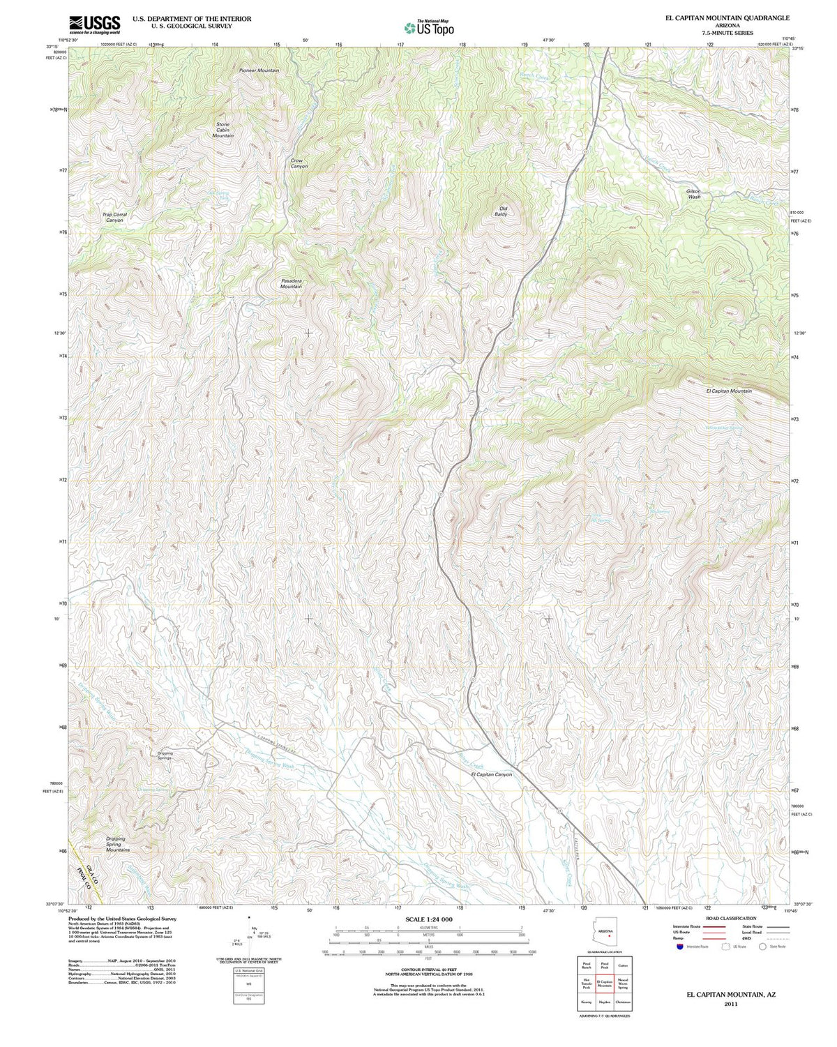 2011 El Capitan Mountain, AZ - Arizona - USGS Topographic Map