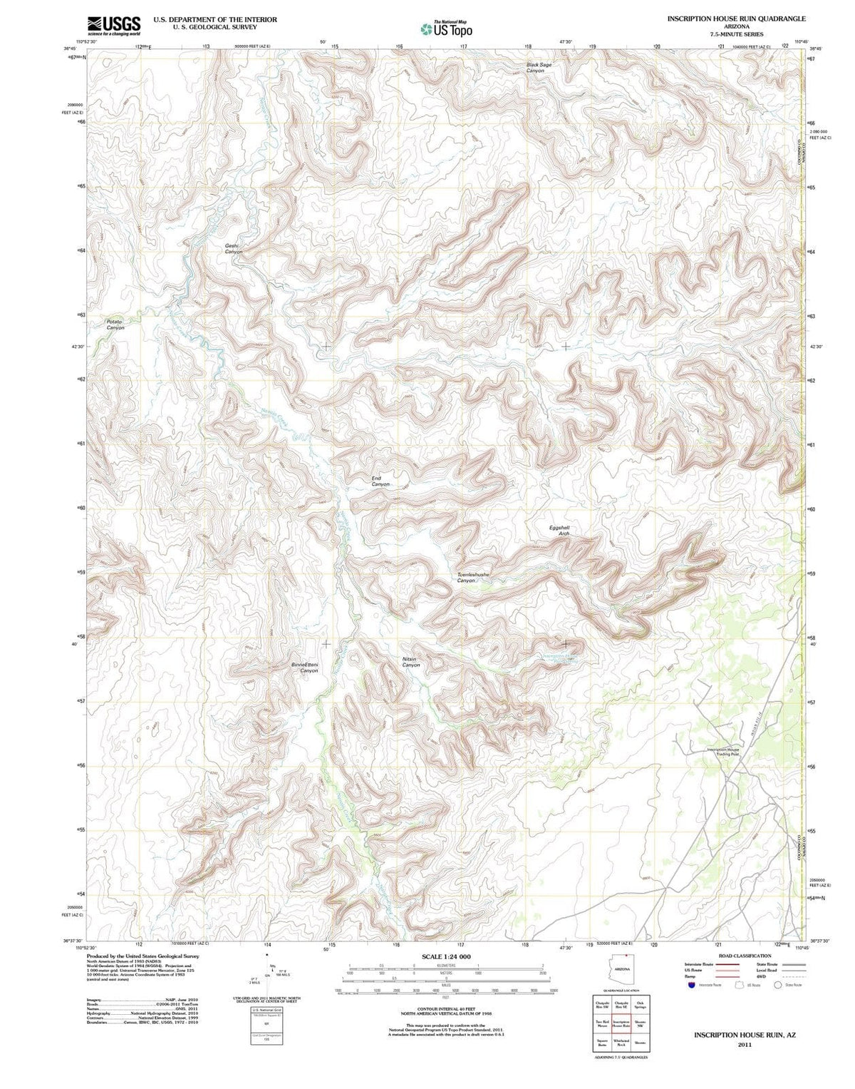 2011 Toenleshushe Canyon, AZ - Arizona - USGS Topographic Map