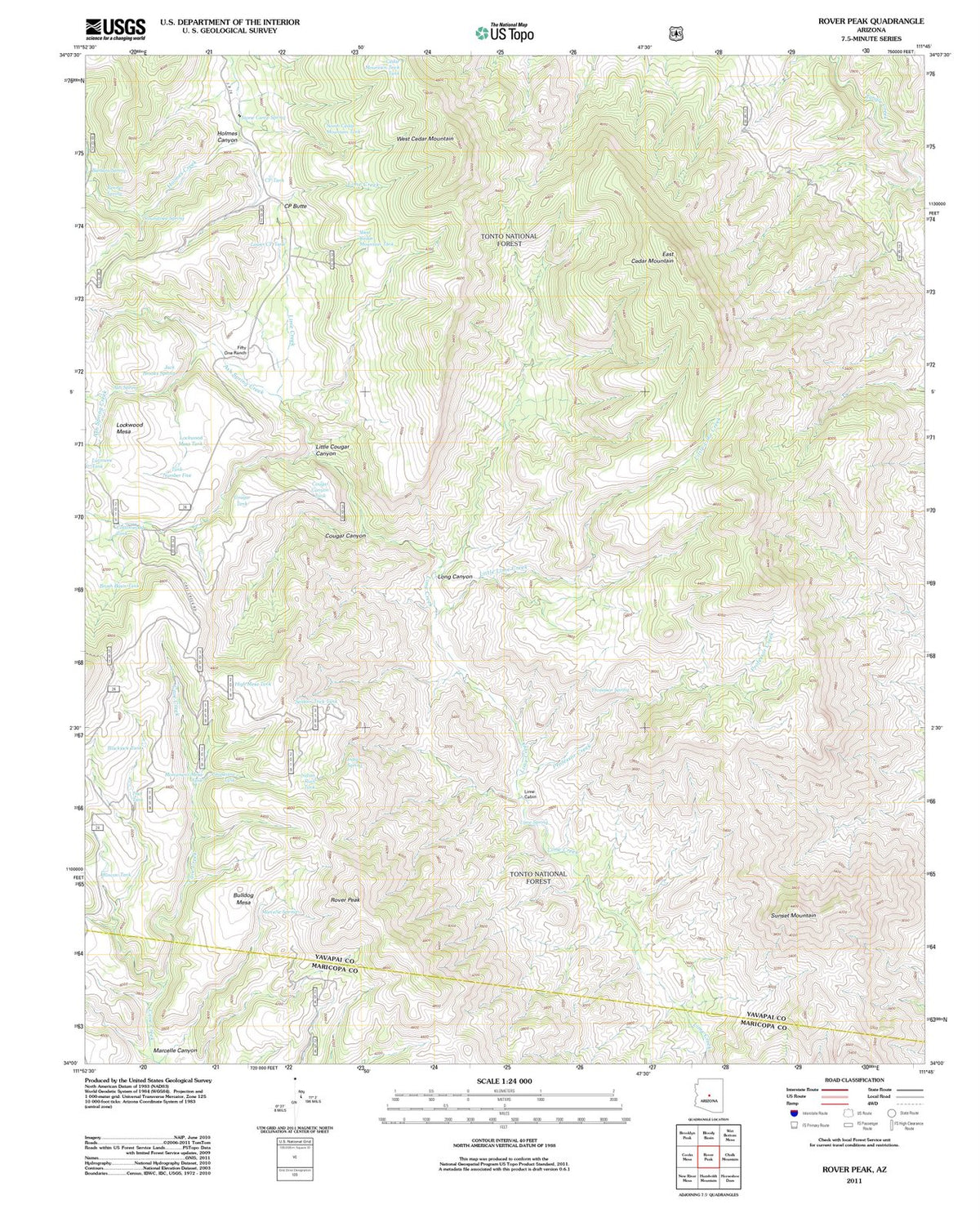 2011 Rover Peak, AZ - Arizona - USGS Topographic Map