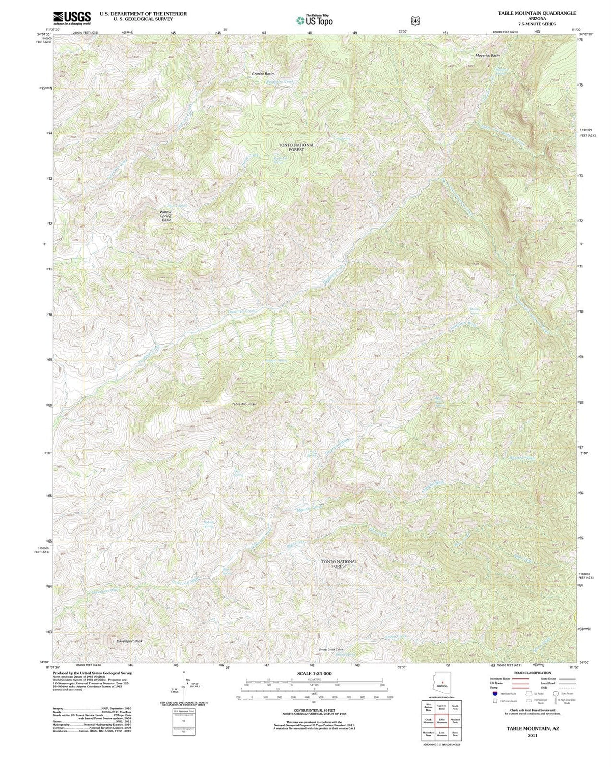 2011 Table Mountain, AZ - Arizona - USGS Topographic Map