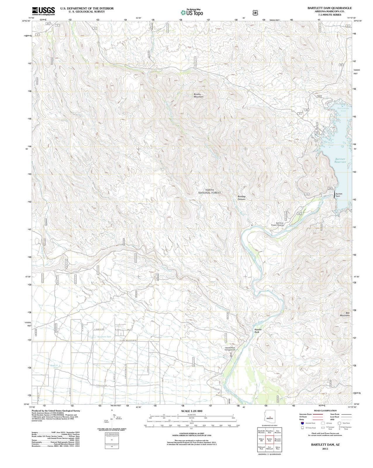2011 Bartlettam, AZ - Arizona - USGS Topographic Map