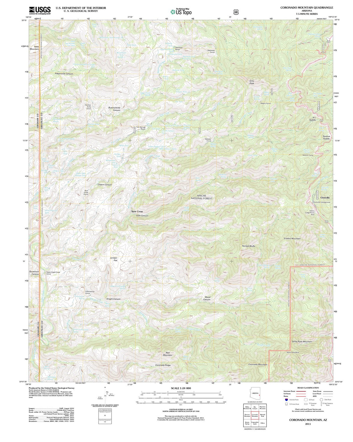 2011 Coronado Mountain, AZ - Arizona - USGS Topographic Map