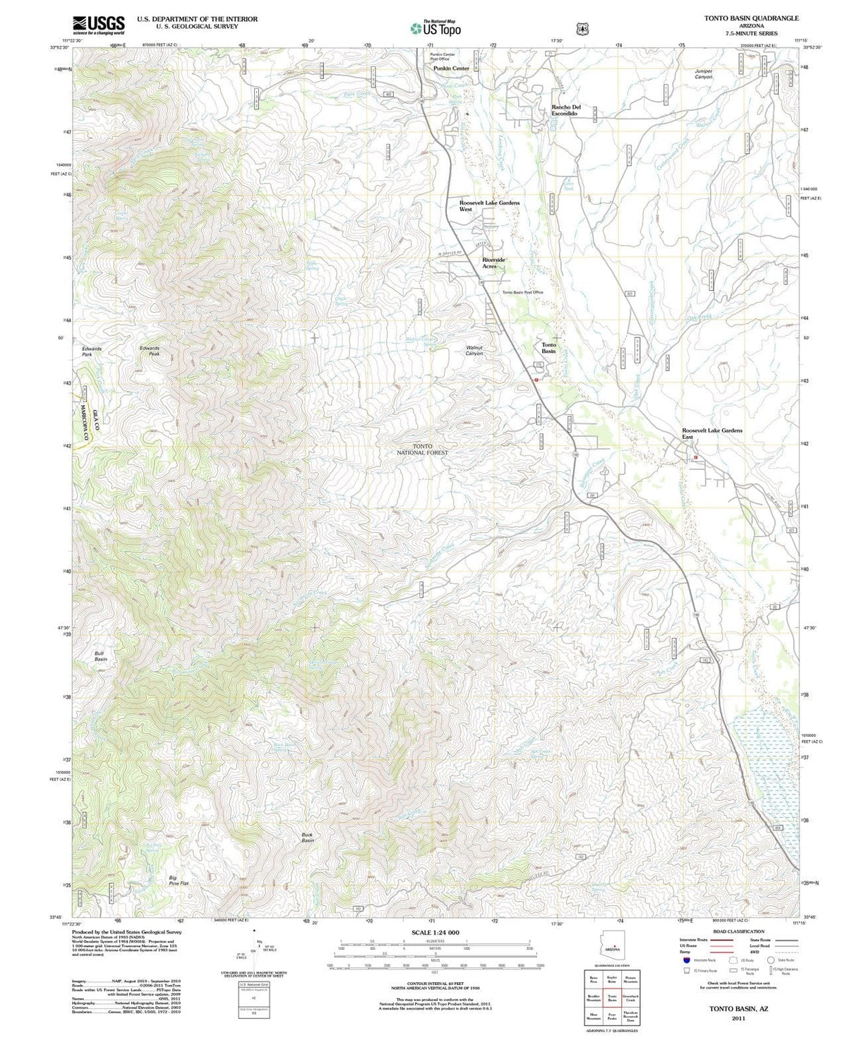 2011 Tonto Basin, AZ - Arizona - USGS Topographic Map