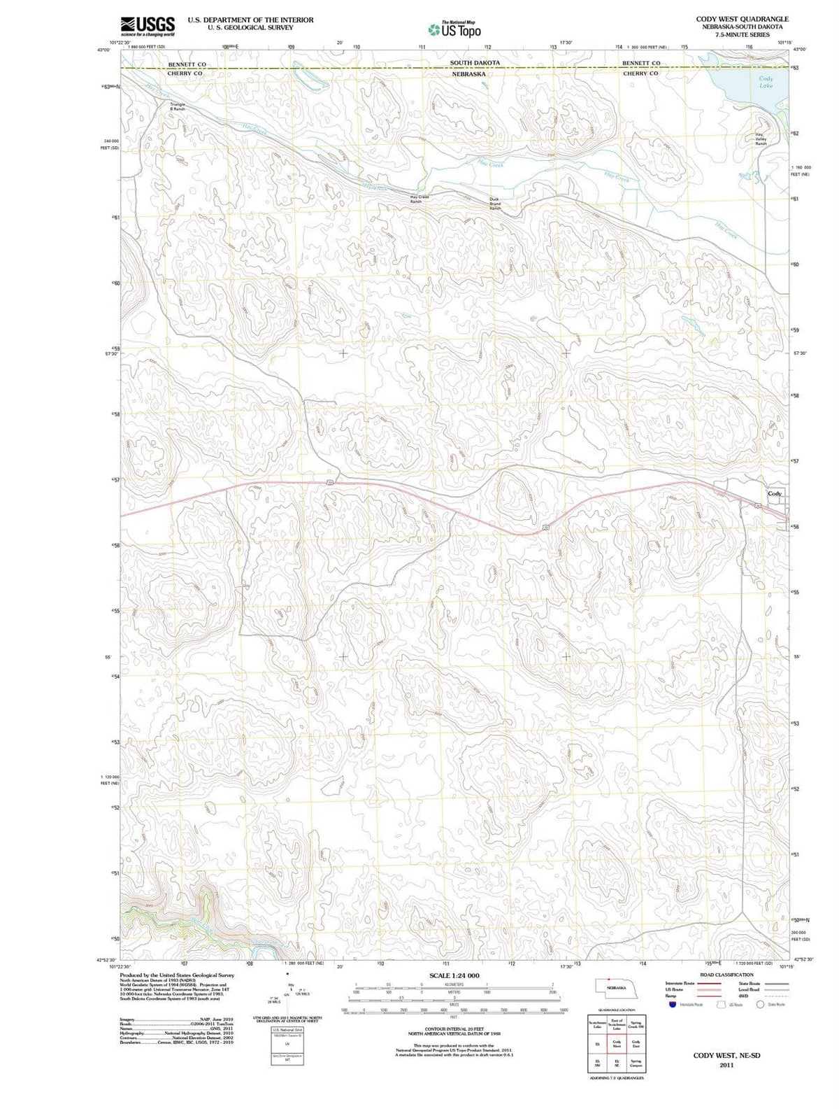 2011 Cody West, NE - Nebraska - USGS Topographic Map