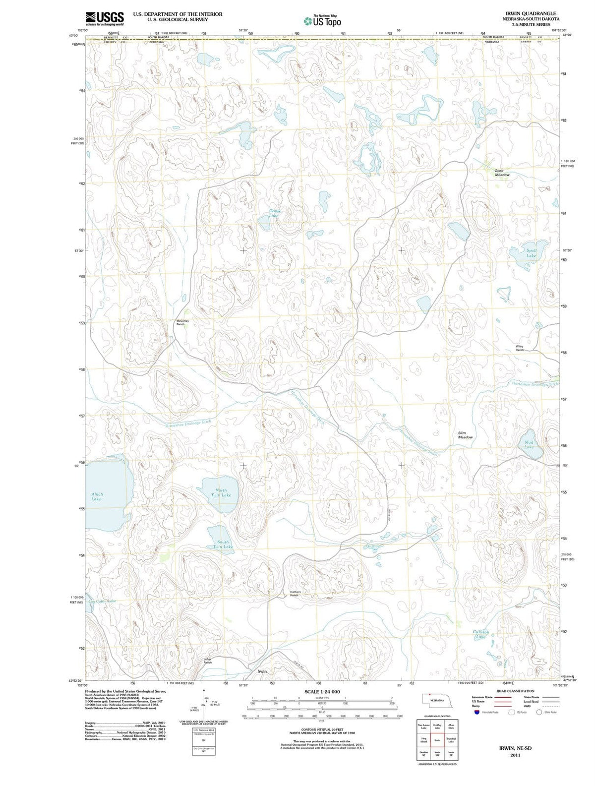2011 Irwin, NE - Nebraska - USGS Topographic Map v3