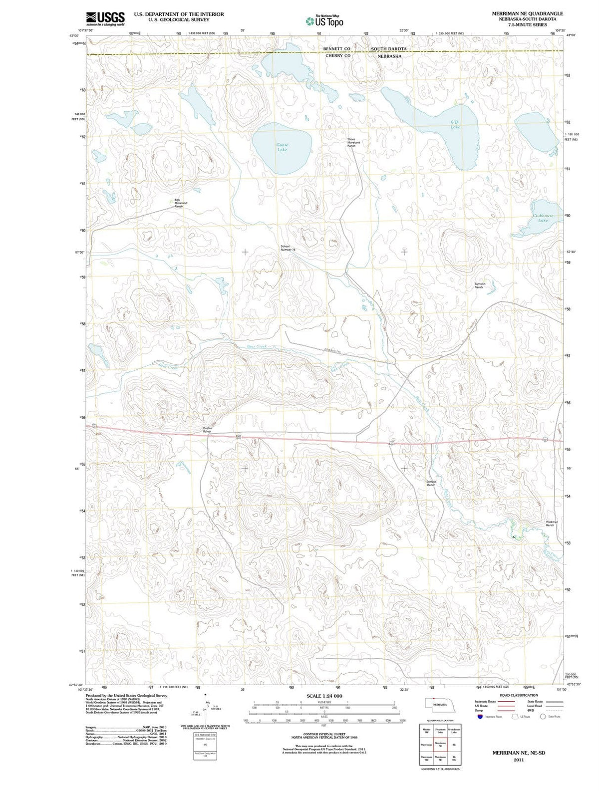 2011 Merriman, NE - Nebraska - USGS Topographic Map v3