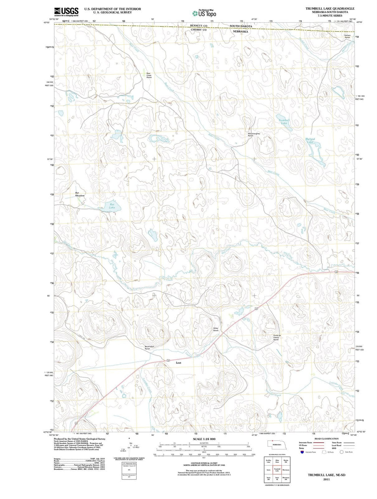 2011 Trumbull Lake, NE - Nebraska - USGS Topographic Map