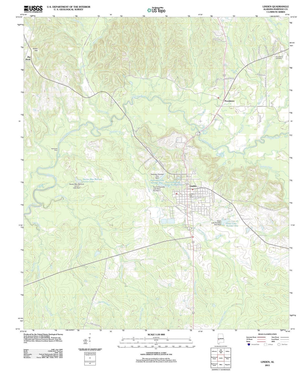 2011 Linden, AL - Alabama - USGS Topographic Map