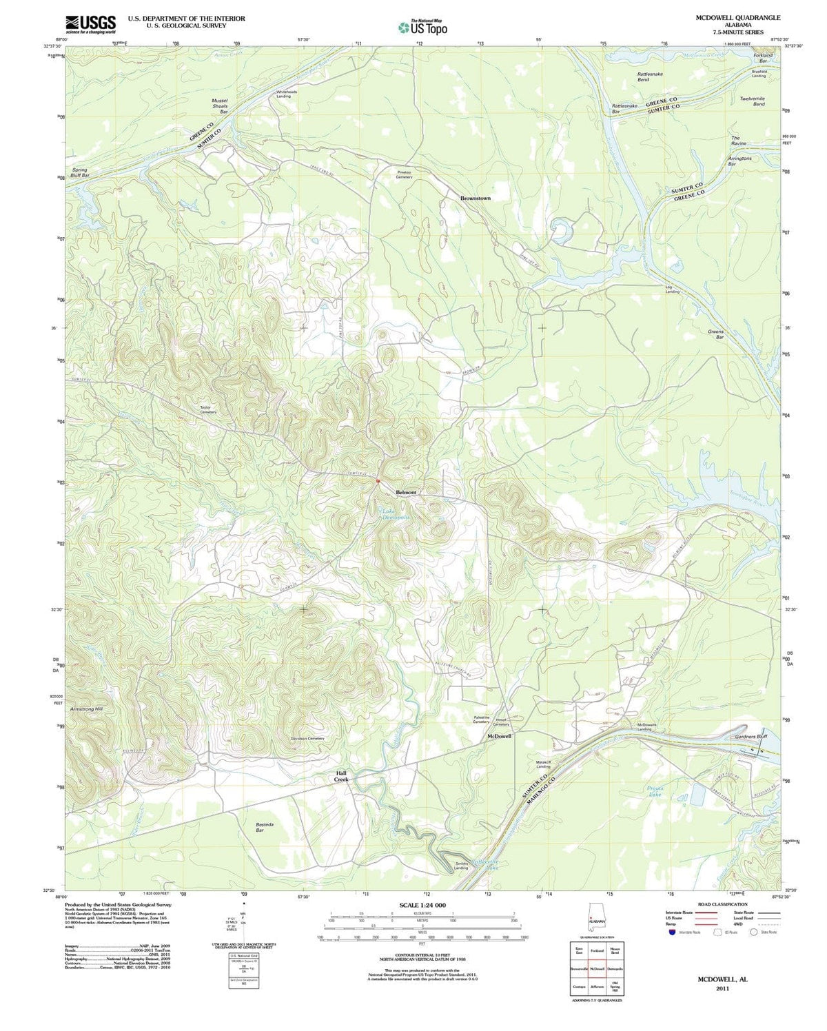 2011 McDowell, AL - Alabama - USGS Topographic Map