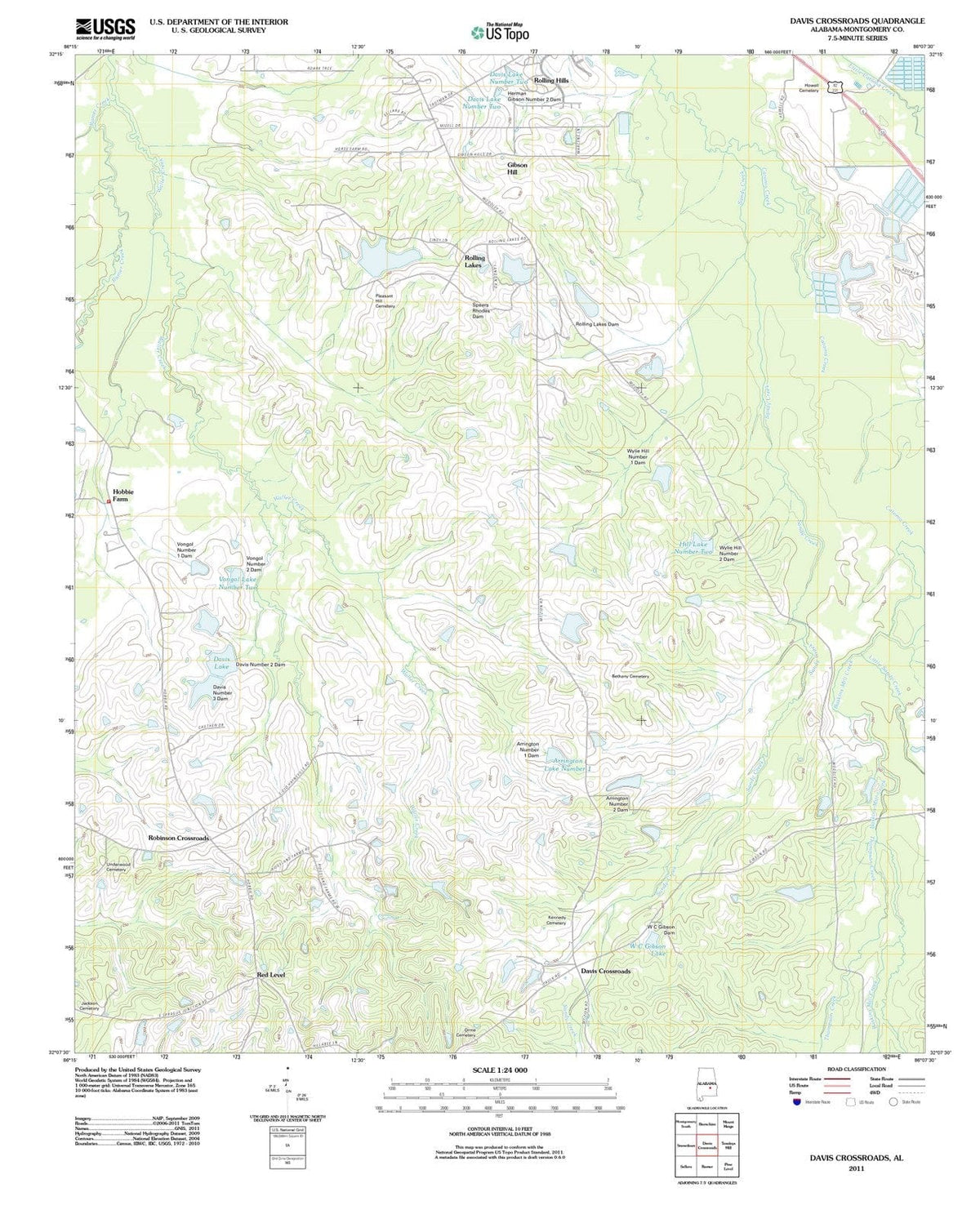 2011 Davis Crossroads, AL - Alabama - USGS Topographic Map