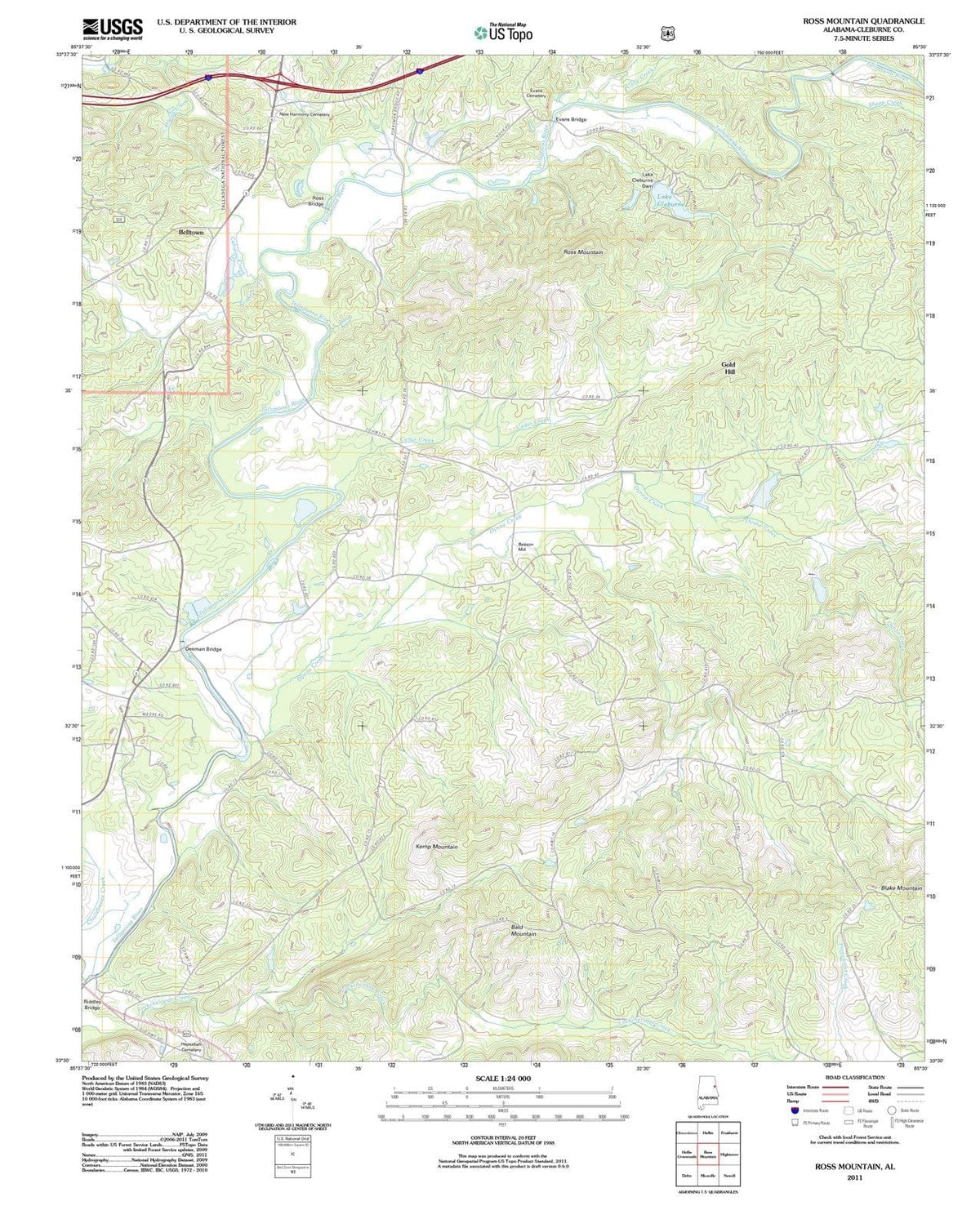 2011 Ross Mountain, AL - Alabama - USGS Topographic Map