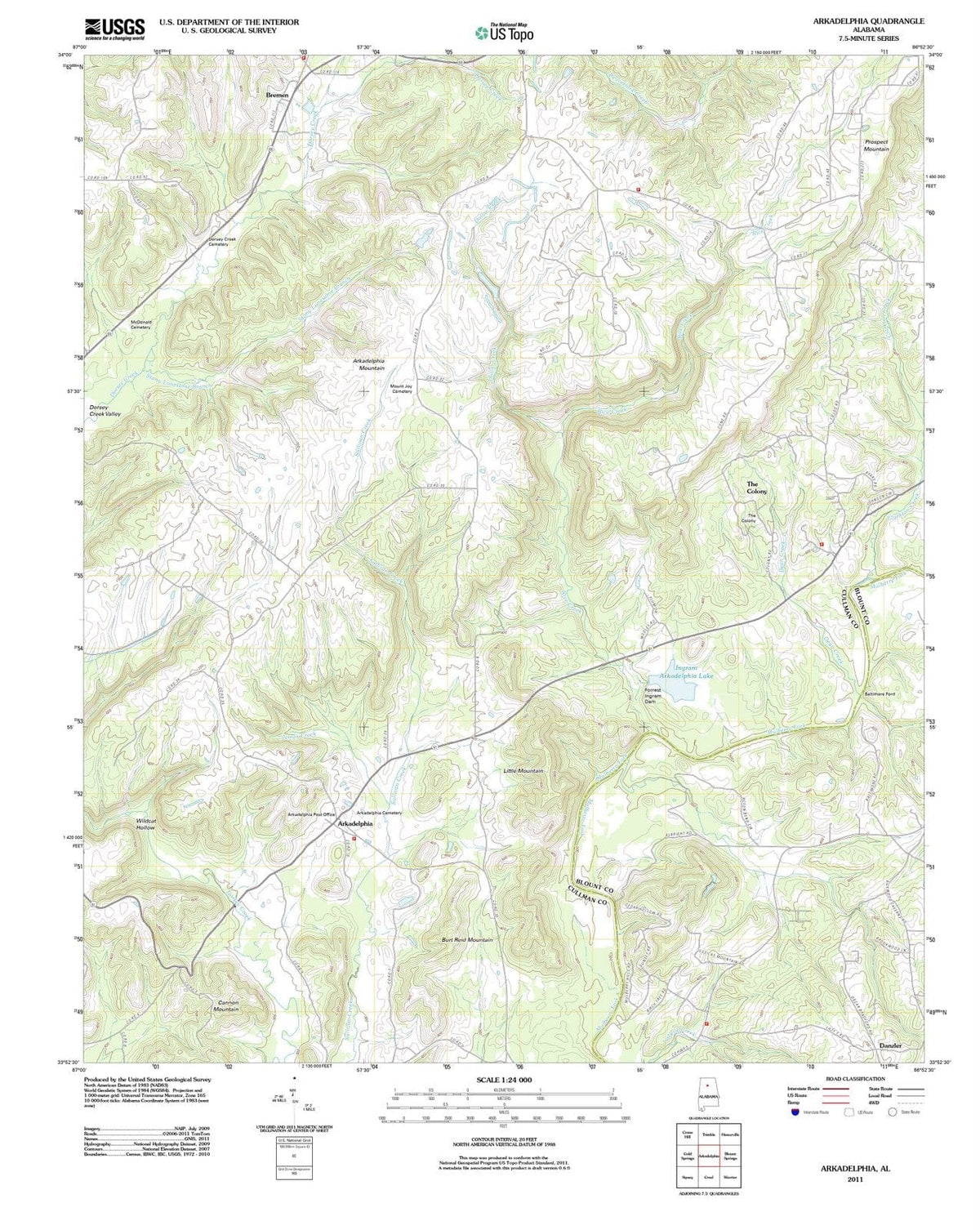 2011 Arkadelphia, AL - Alabama - USGS Topographic Map