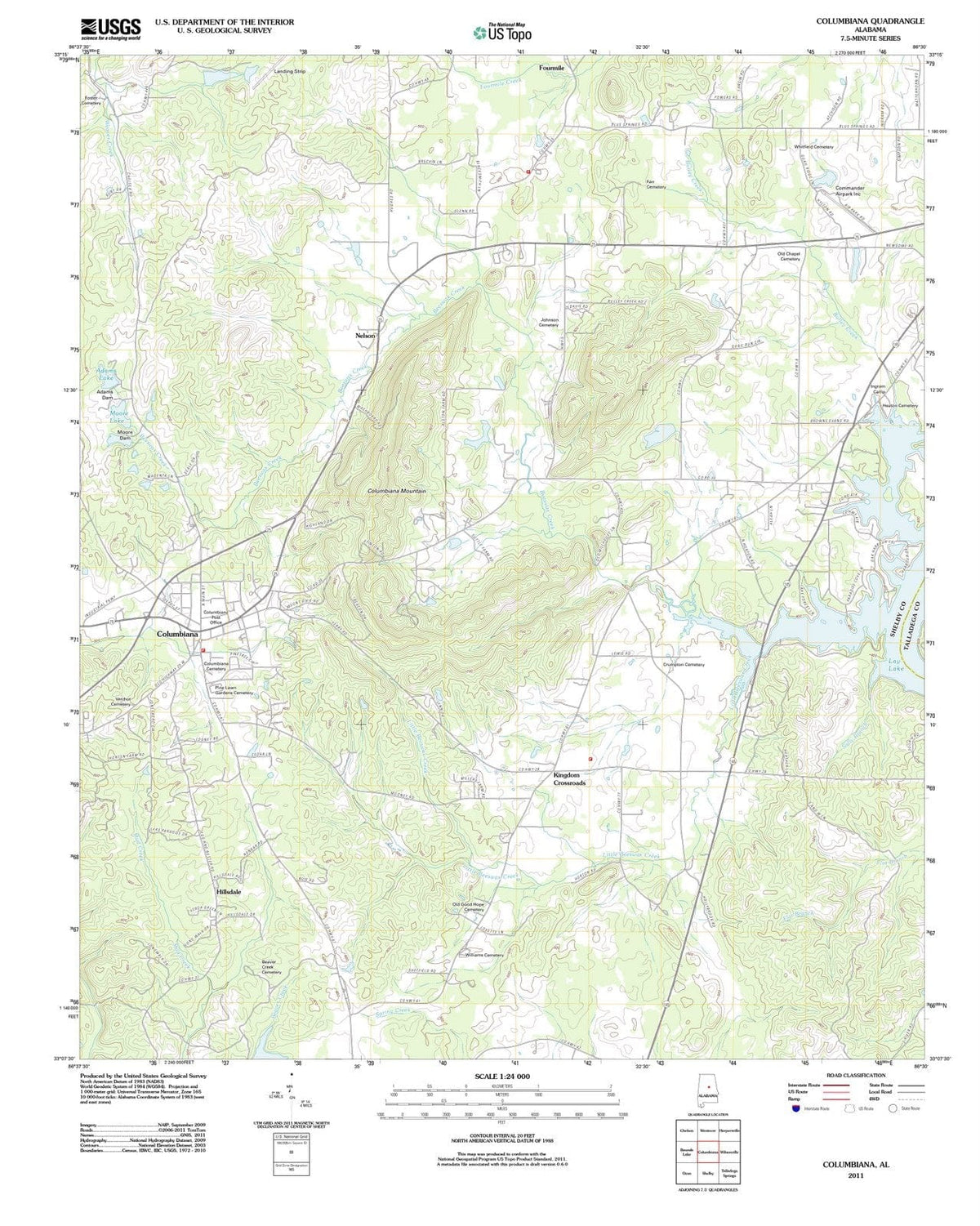 2011 Columbiana, AL - Alabama - USGS Topographic Map