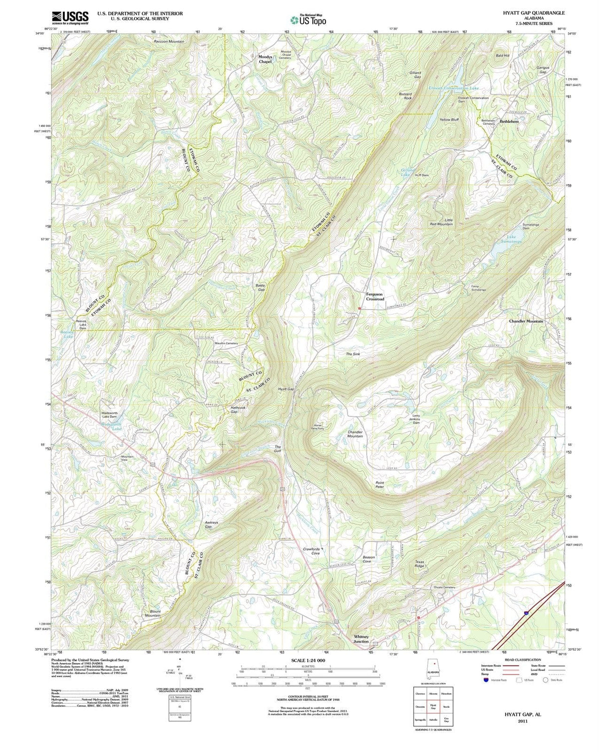 2011 Hyatt Gap, AL - Alabama - USGS Topographic Map