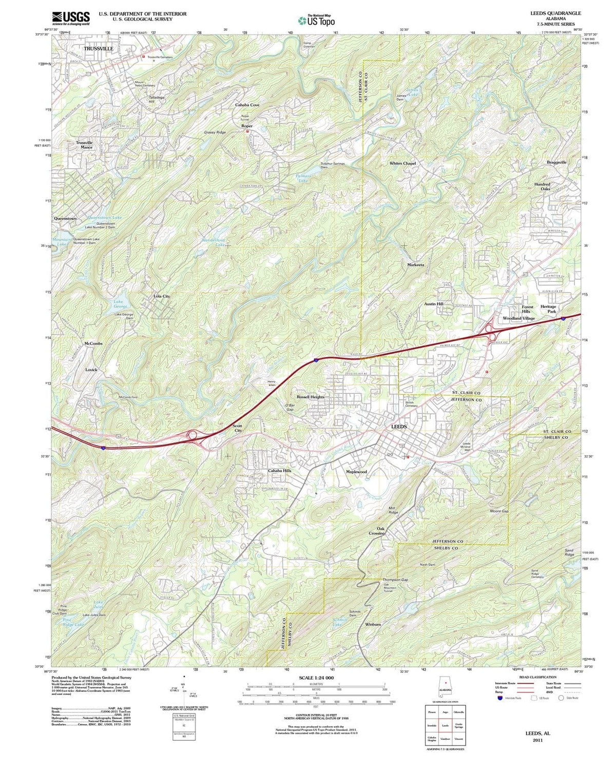 2011 Leeds, AL - Alabama - USGS Topographic Map