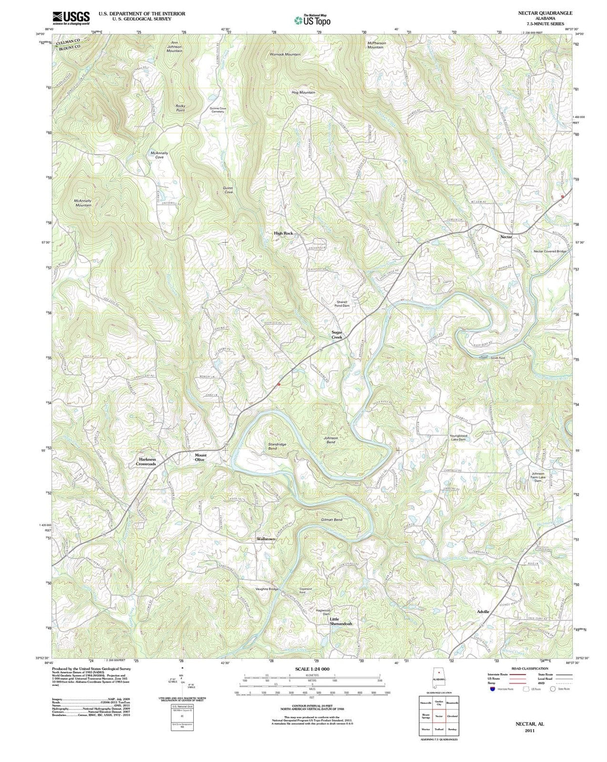 2011 Nectar, AL - Alabama - USGS Topographic Map