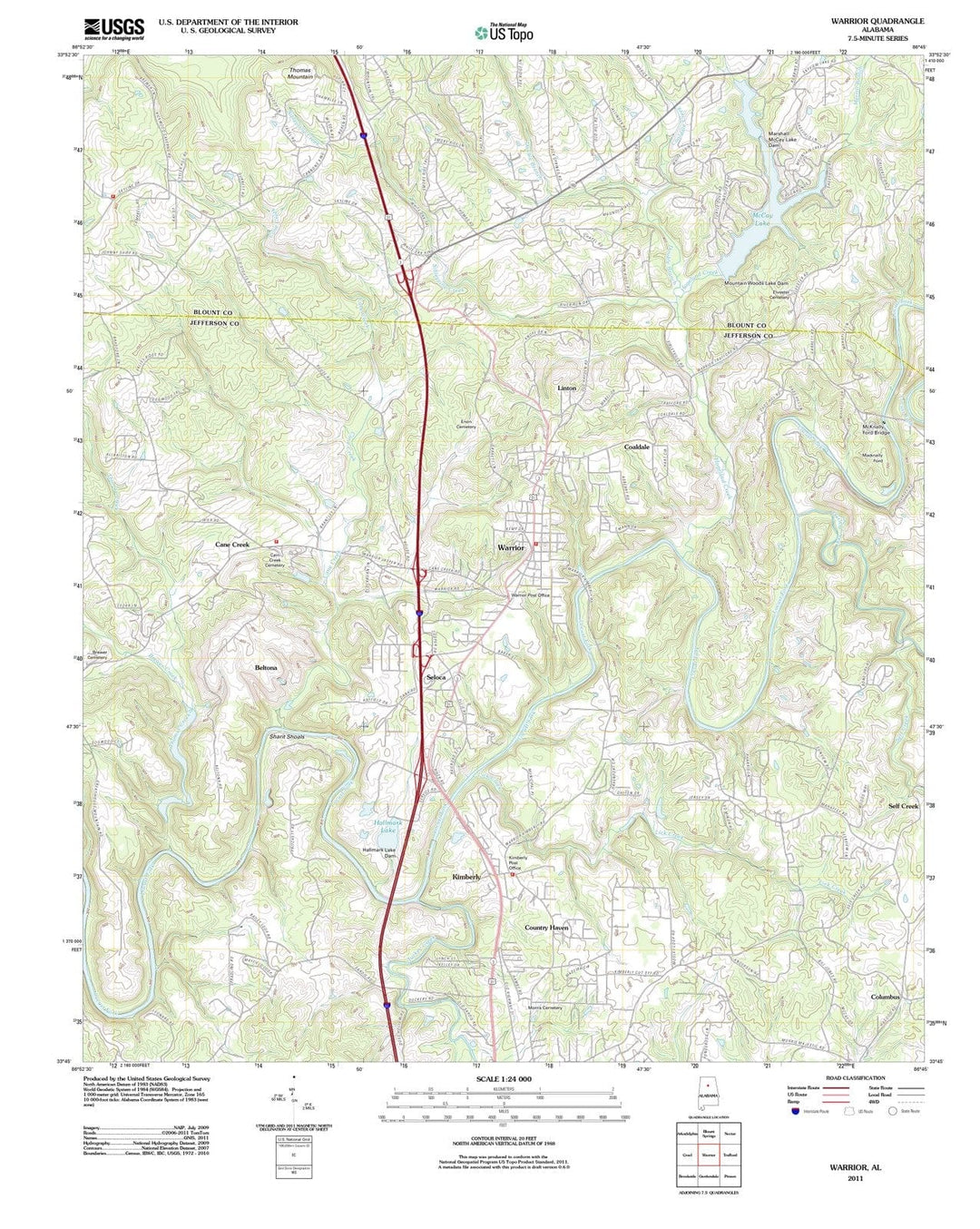 2011 Warrior, AL - Alabama - USGS Topographic Map